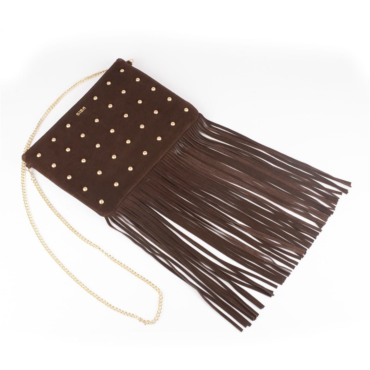 Biba Suede Fringe Studded Pouch