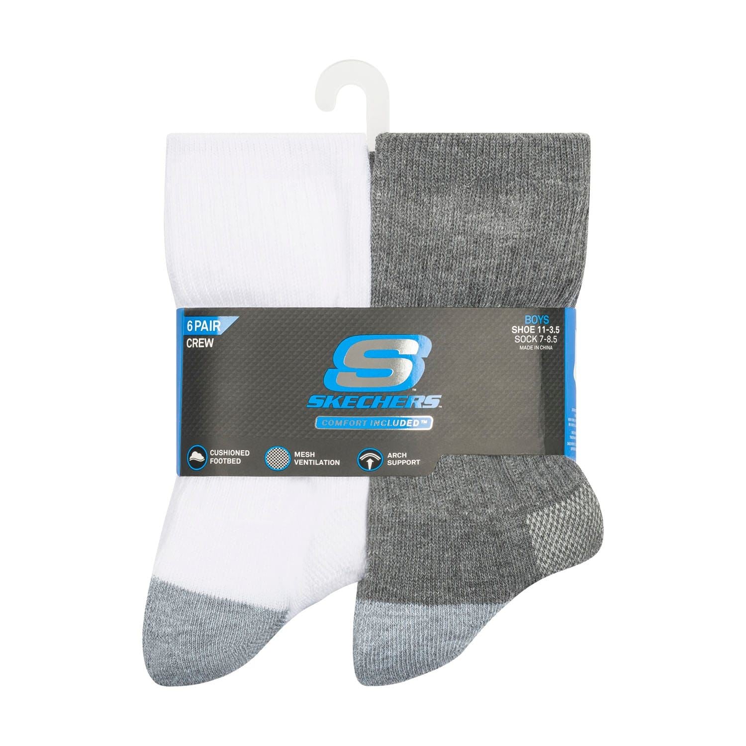 Skechers Juniors 6 Pack of Crew Socks