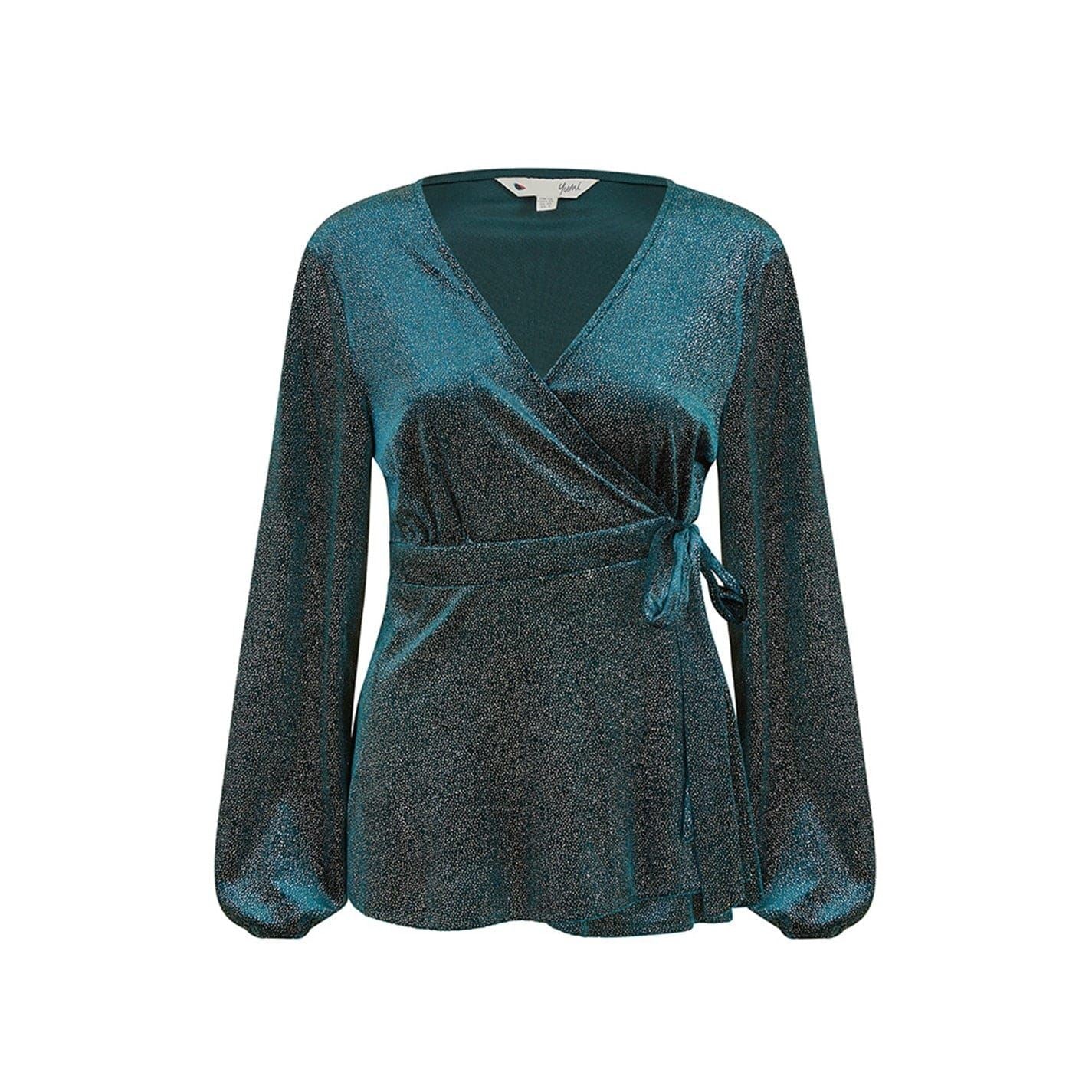 Yumi Sparkle Velvet Wrap Blouse