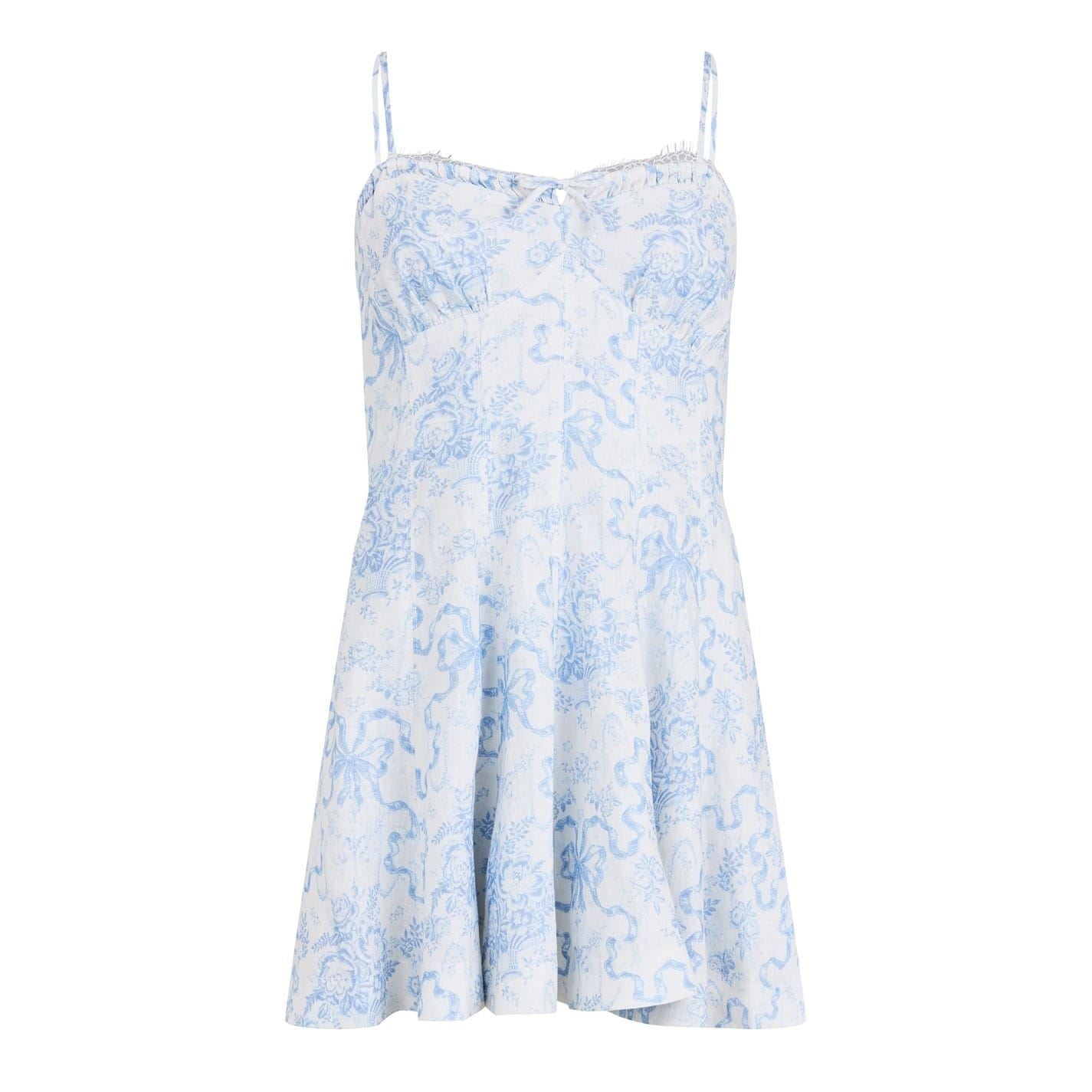 LoveshackFancy Shai Sweetheart Neck Mini A-Line Dress