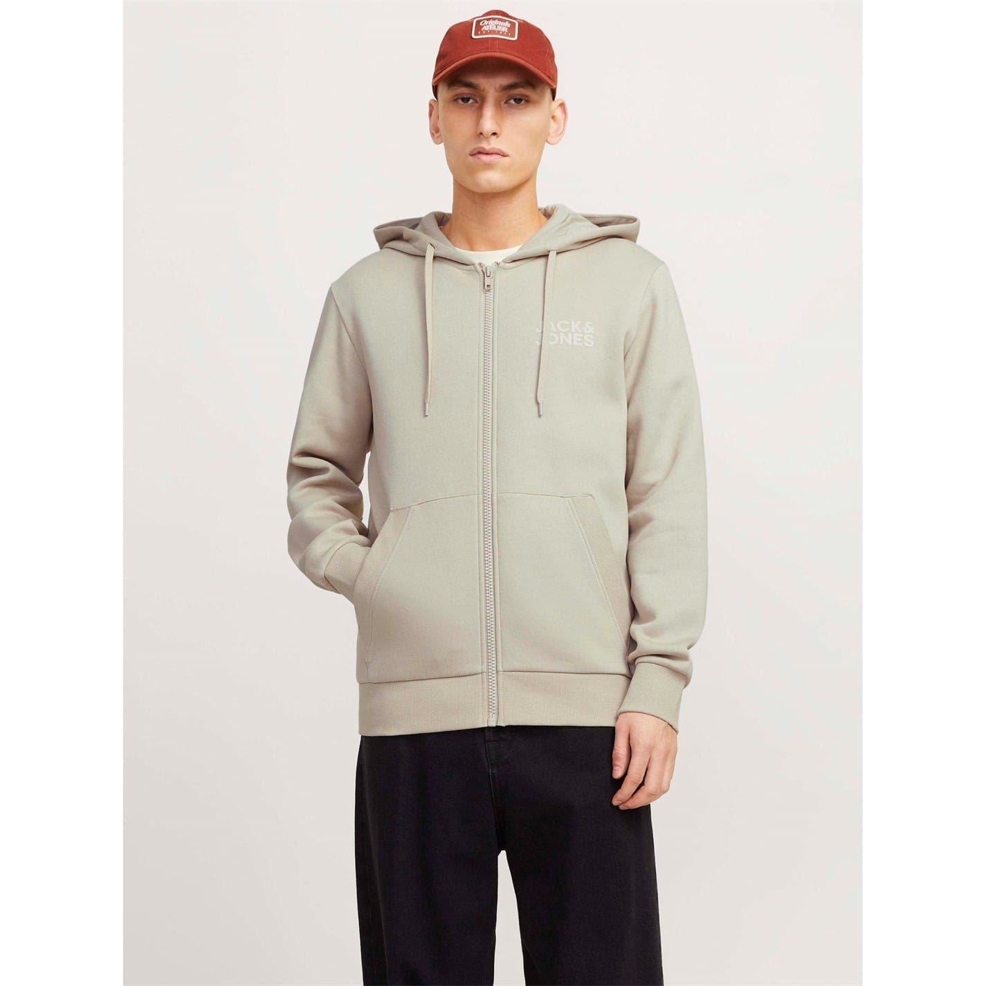 Jack and Jones Mens Logo Sweat Zip Hood