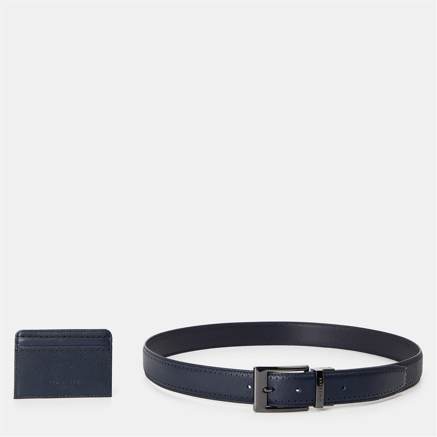 Ted Baker Leather Belt Set with Pin Buckle