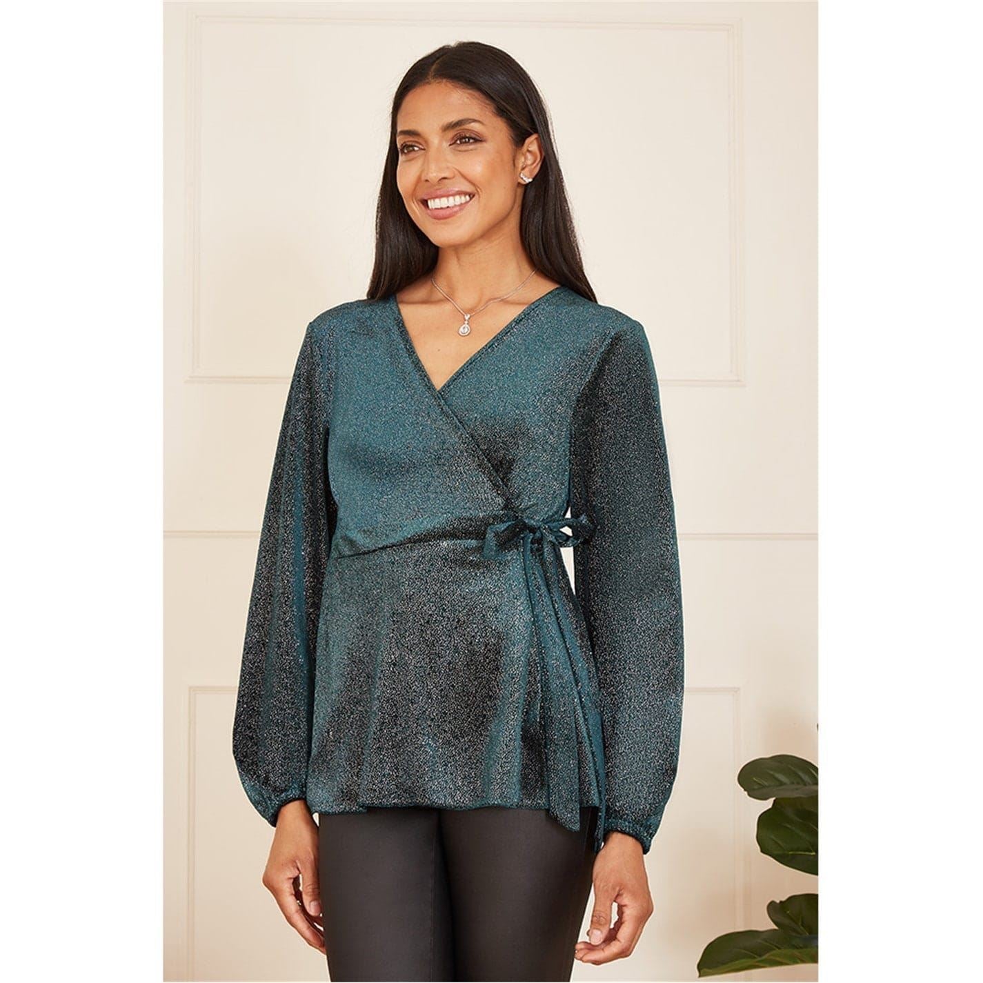 Yumi Sparkle Velvet Wrap Blouse