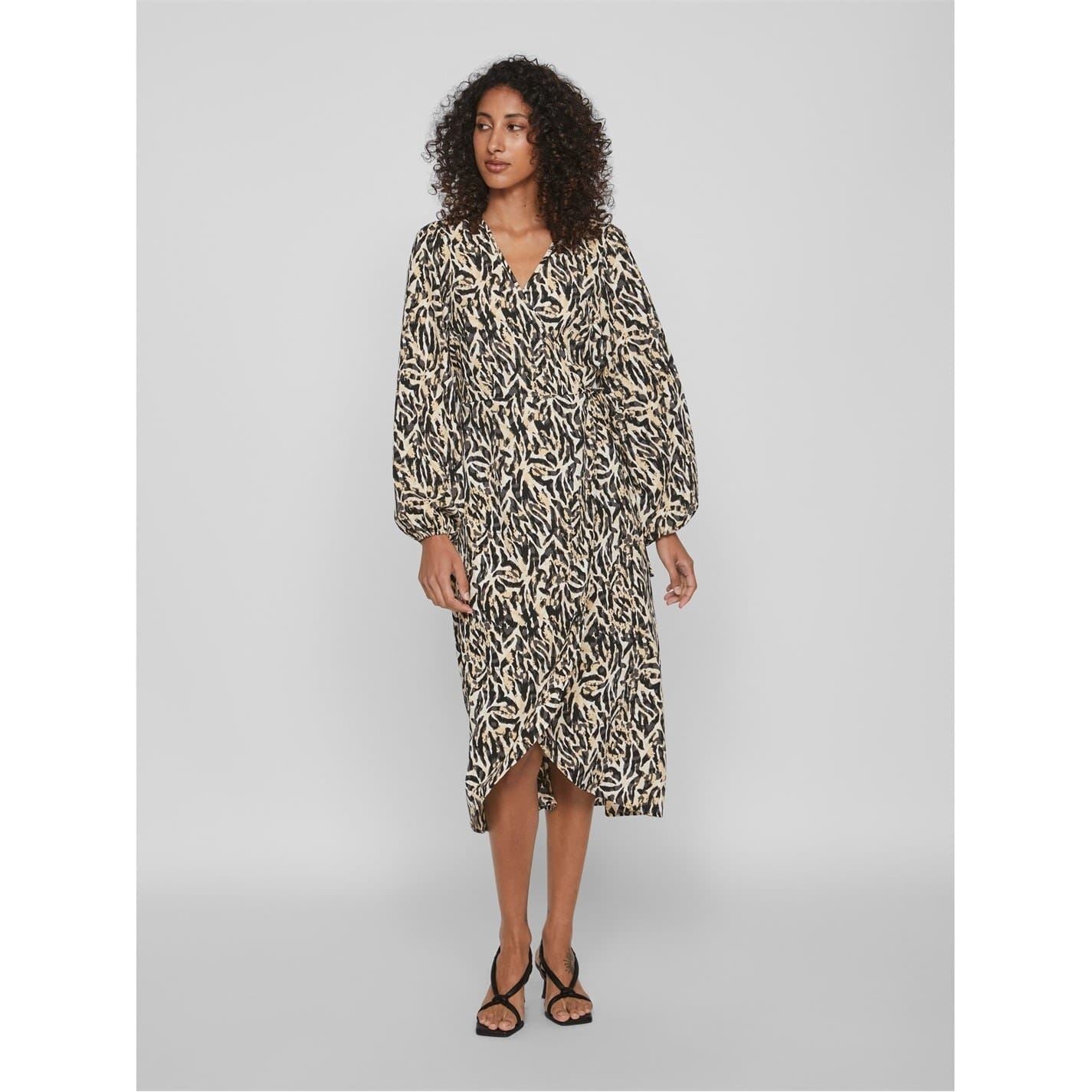 Vila Louisa V-Neck Midi Wrap Dress