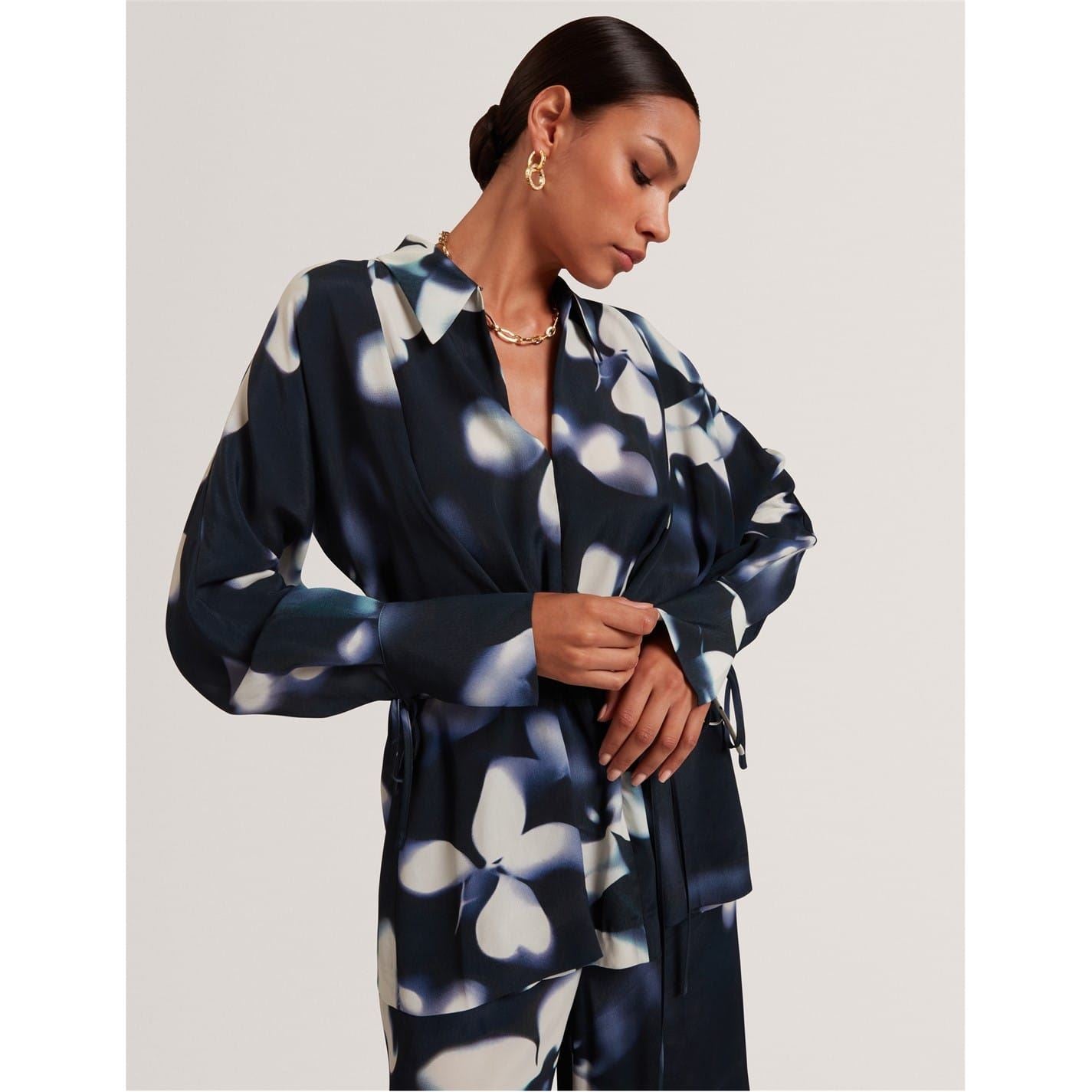 Ted Baker Collared Neck Long Sleeve Drop Shoulder Shirt