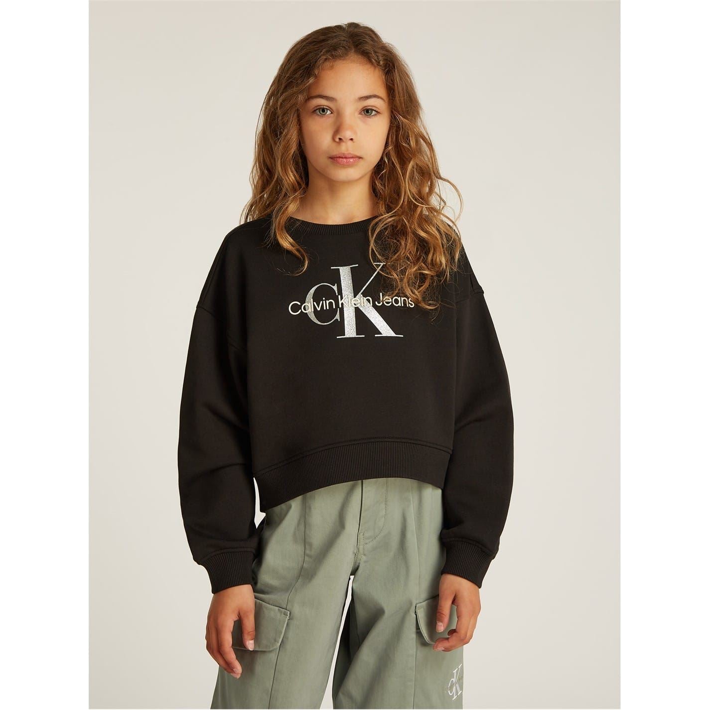 Calvin Klein Jeans Regular Fit Cropped Crew Neck Sweatshirt