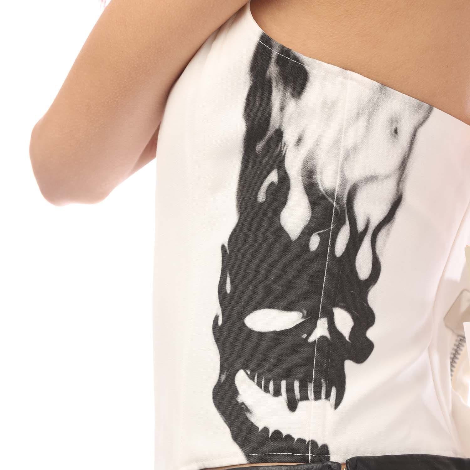 Heron Preston Flaming Skull Corset Top
