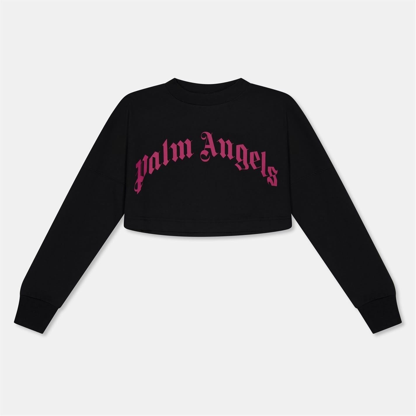 Palm Angels Long Sleeve Crew Neck Crop T-Shirt
