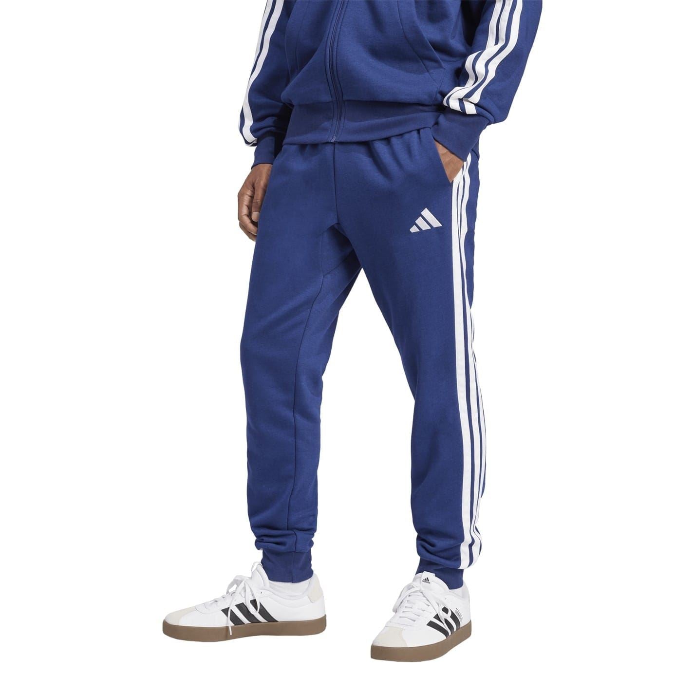 adidas Fleece Tapered Cuff 3 Stripes Joggers