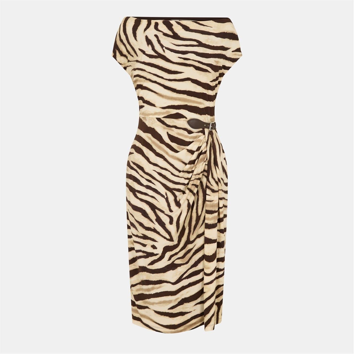 Lauren by Ralph Lauren Hullen Off-The-Shoulder Midi A-Line Dress