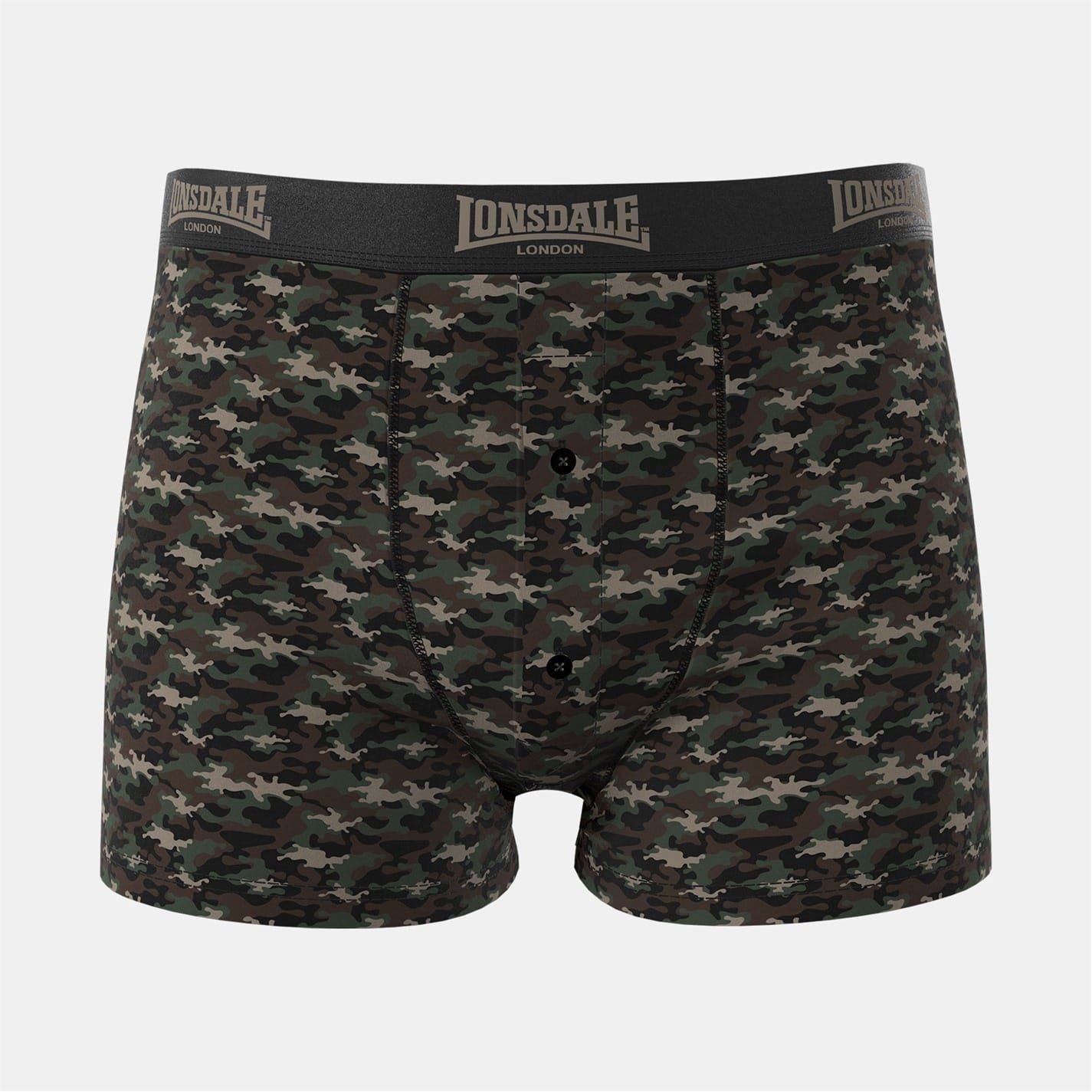 lonsdale Mens 2 Pack Boxer Shorts