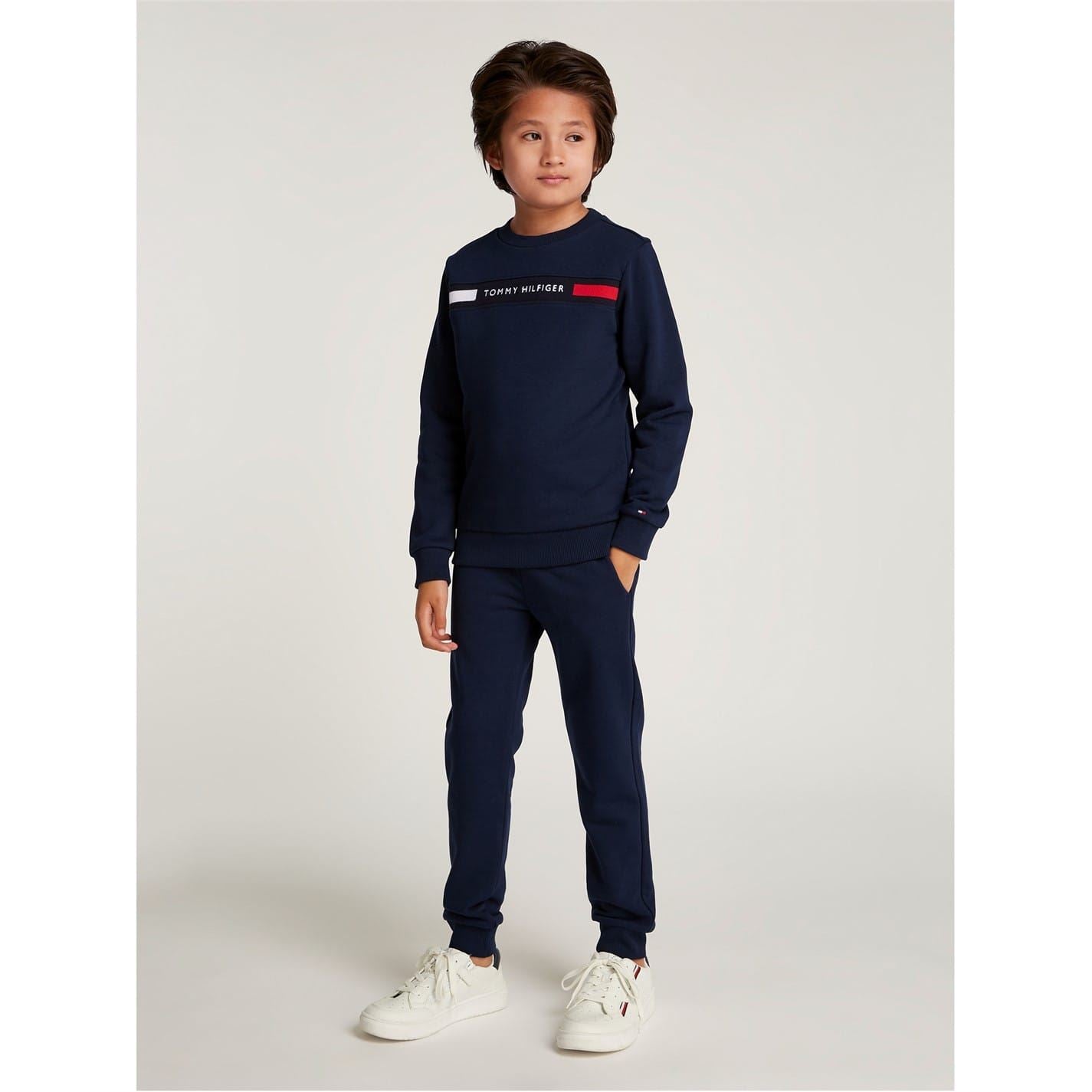 Tommy Hilfiger Rib Insert Crew Neck Long Sleeve Sweatshirt Jogger Set