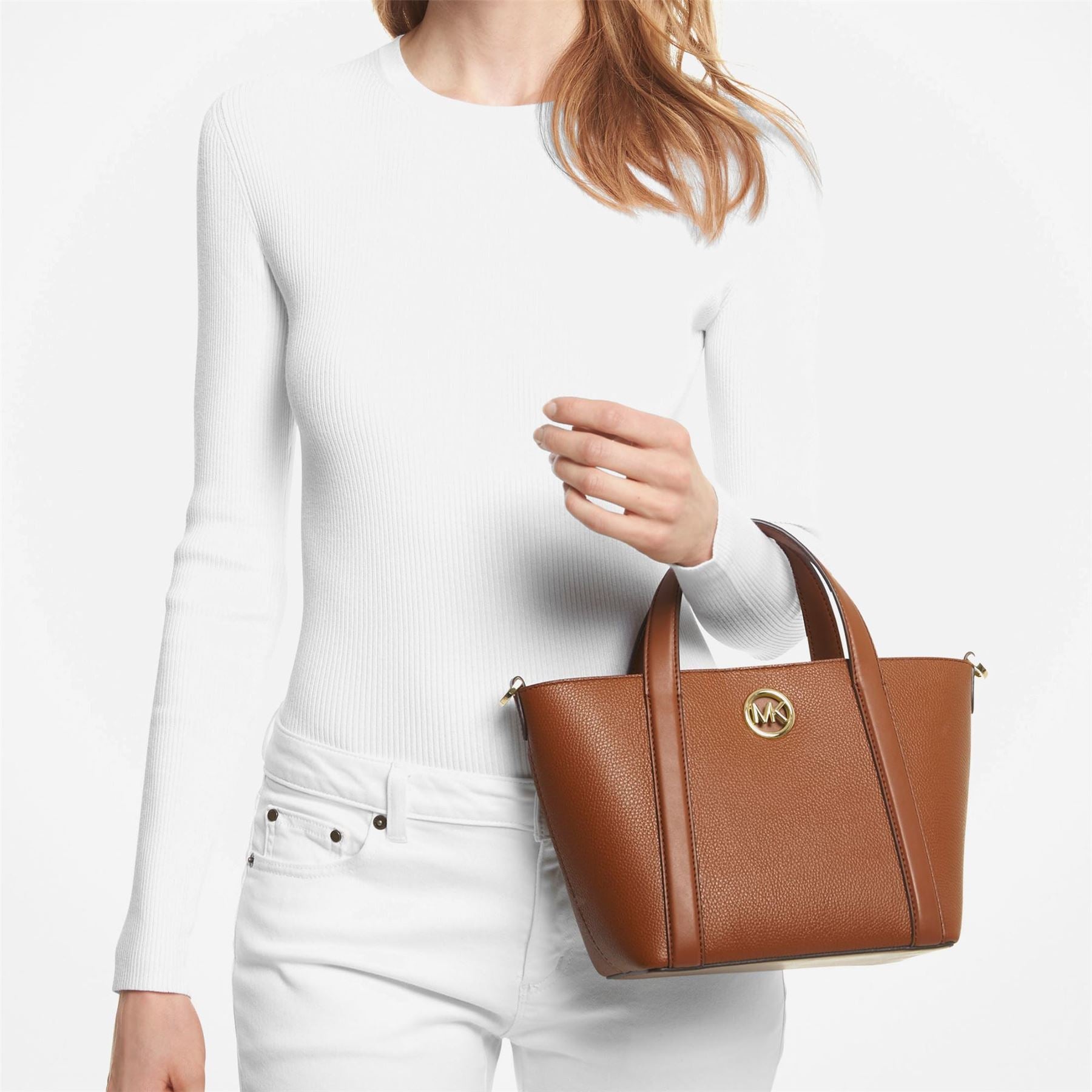 Michael Kors Hadleigh Small Double Handle Messenger Tote Bag