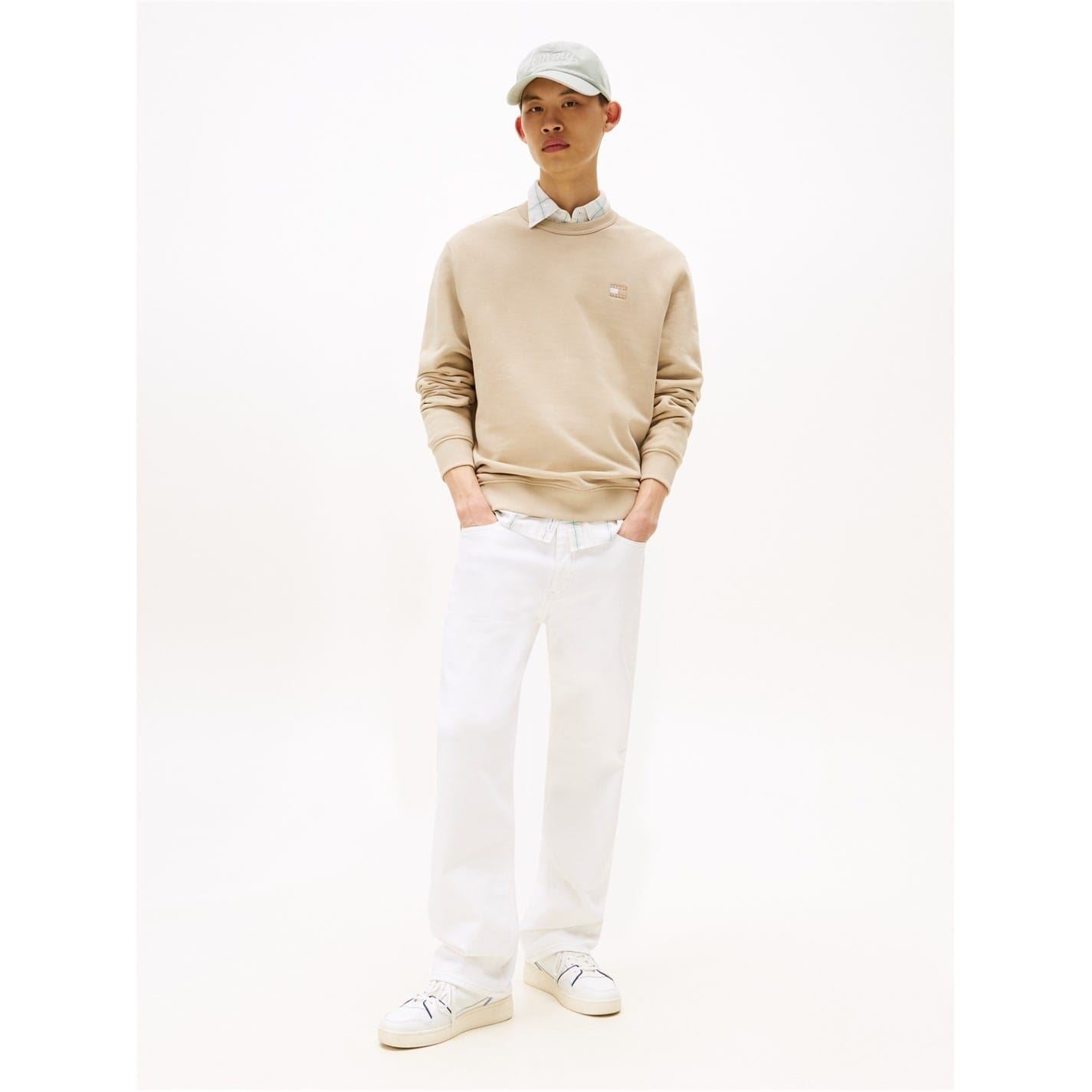 Tommy Jeans TJM Rubber Badge Regular Fit Crew Neck Long Sleeve Sweatshirt