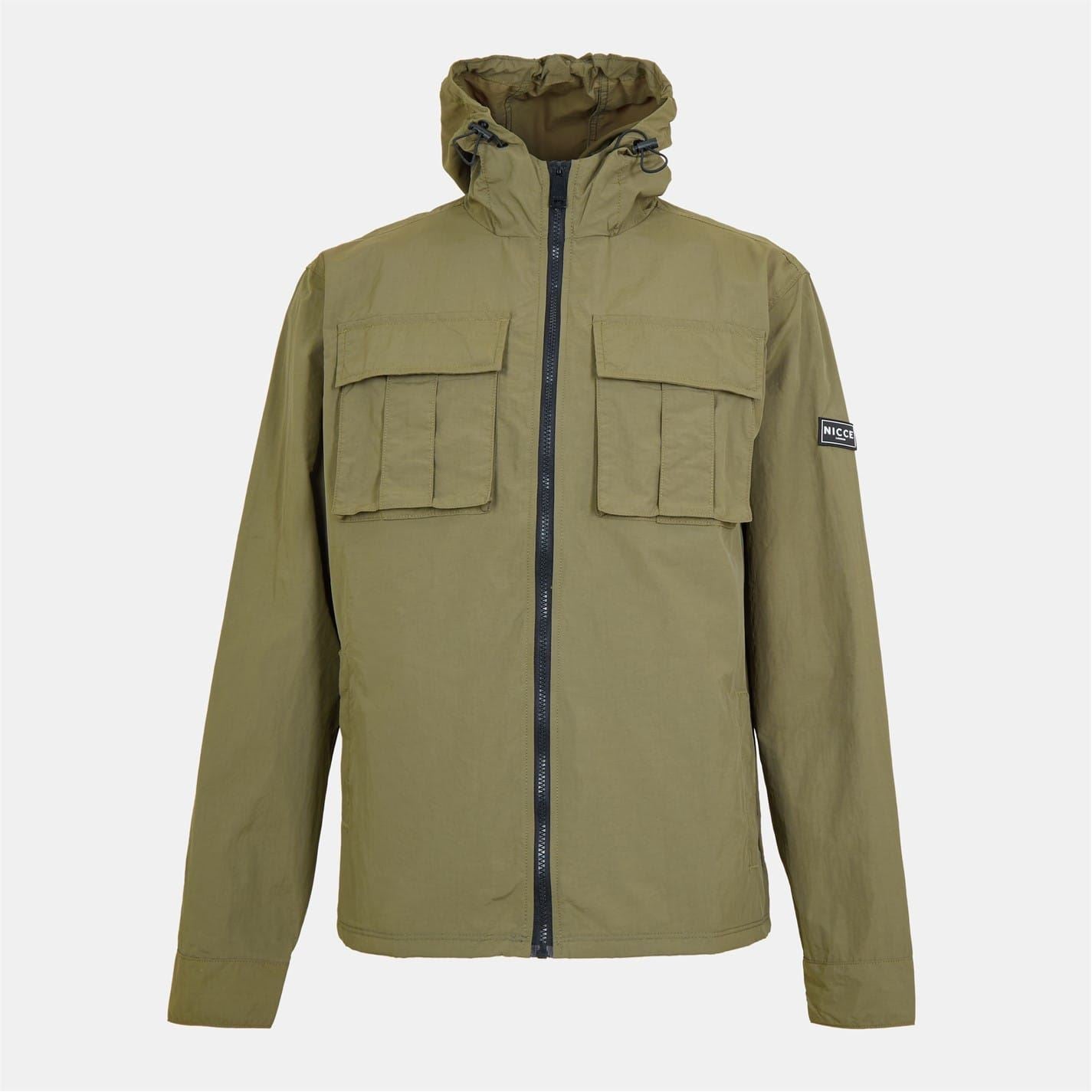 NICCE Hooded Snap Button Solid Patterned Overshirt