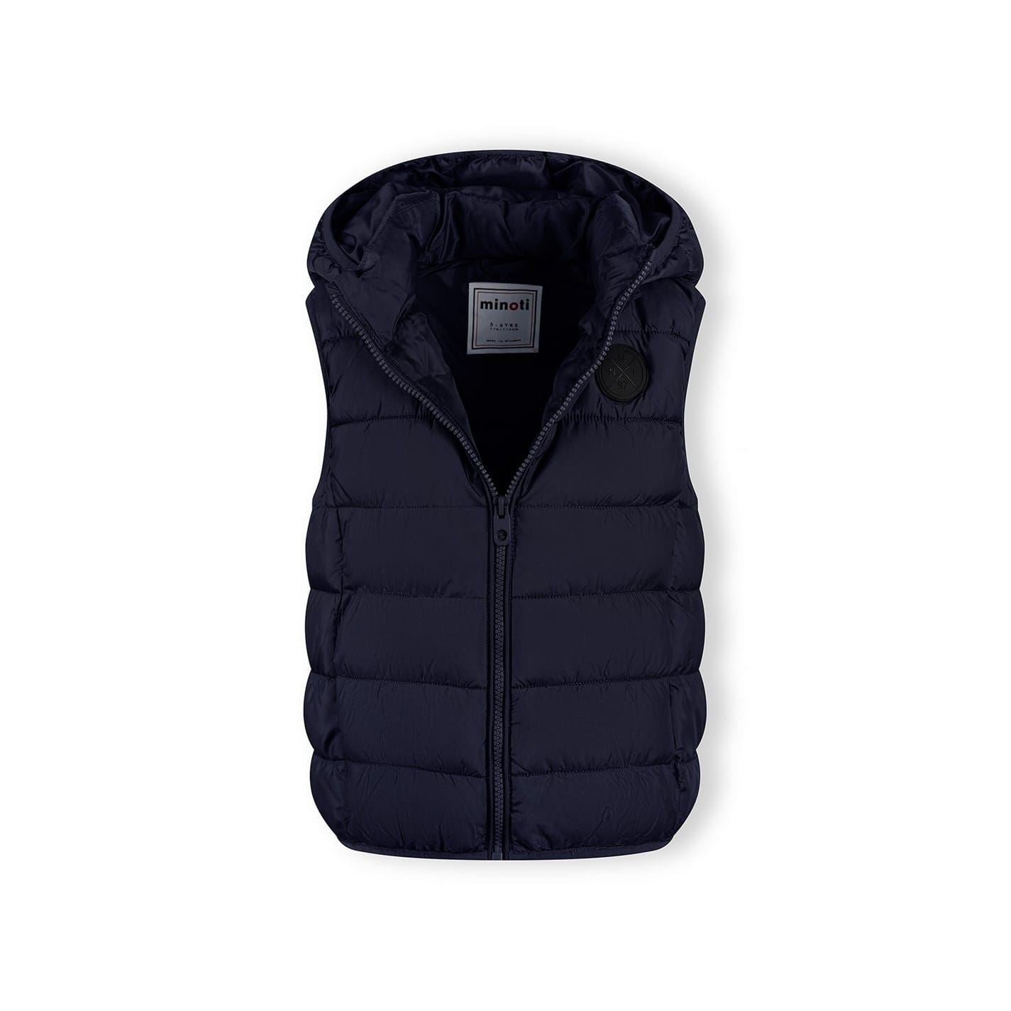 Minoti Boys Padded Gilet Detachable Hood Navy