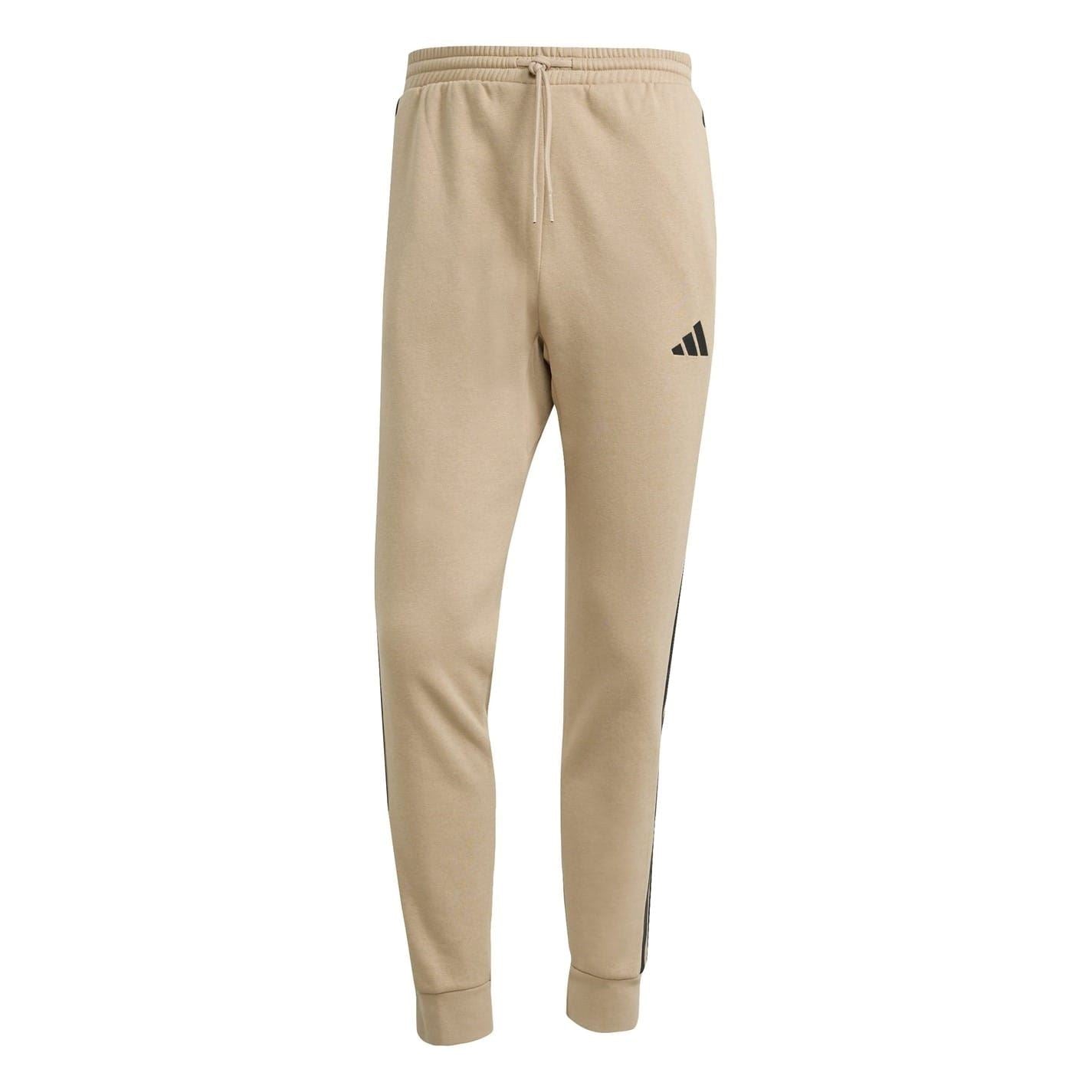 adidas Fleece Tapered Cuff 3 Stripes Joggers