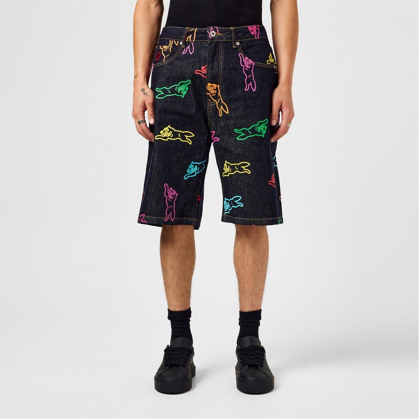 ICECREAM Graphic Print Denim Bermuda Shorts