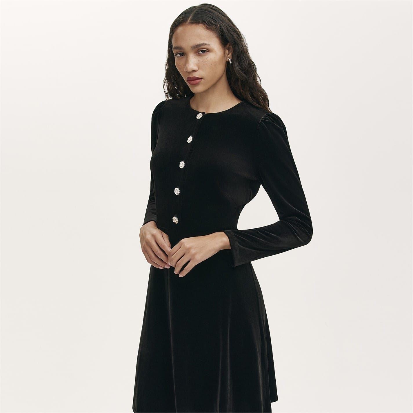 Finery Rae Jewel Neck Long Sleeve Knee Length Dress