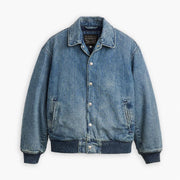 Levis Rowan Solid Patterned Snap Button Ribbed Cuff Denim Jacket