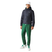 Lacoste Solid Patterned Hooded Quilted Puffer Jacket