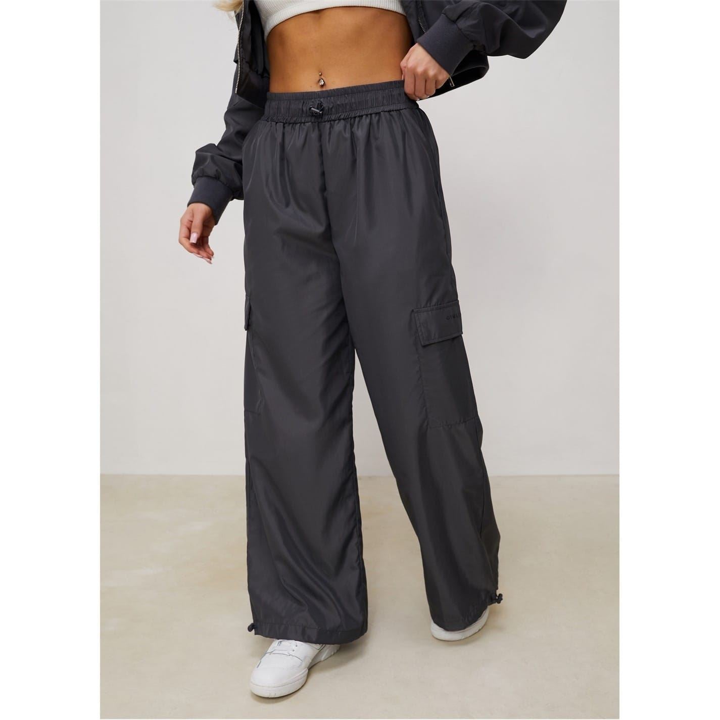 Gym King Satin Solid Patterned Wide Leg Combat Pants