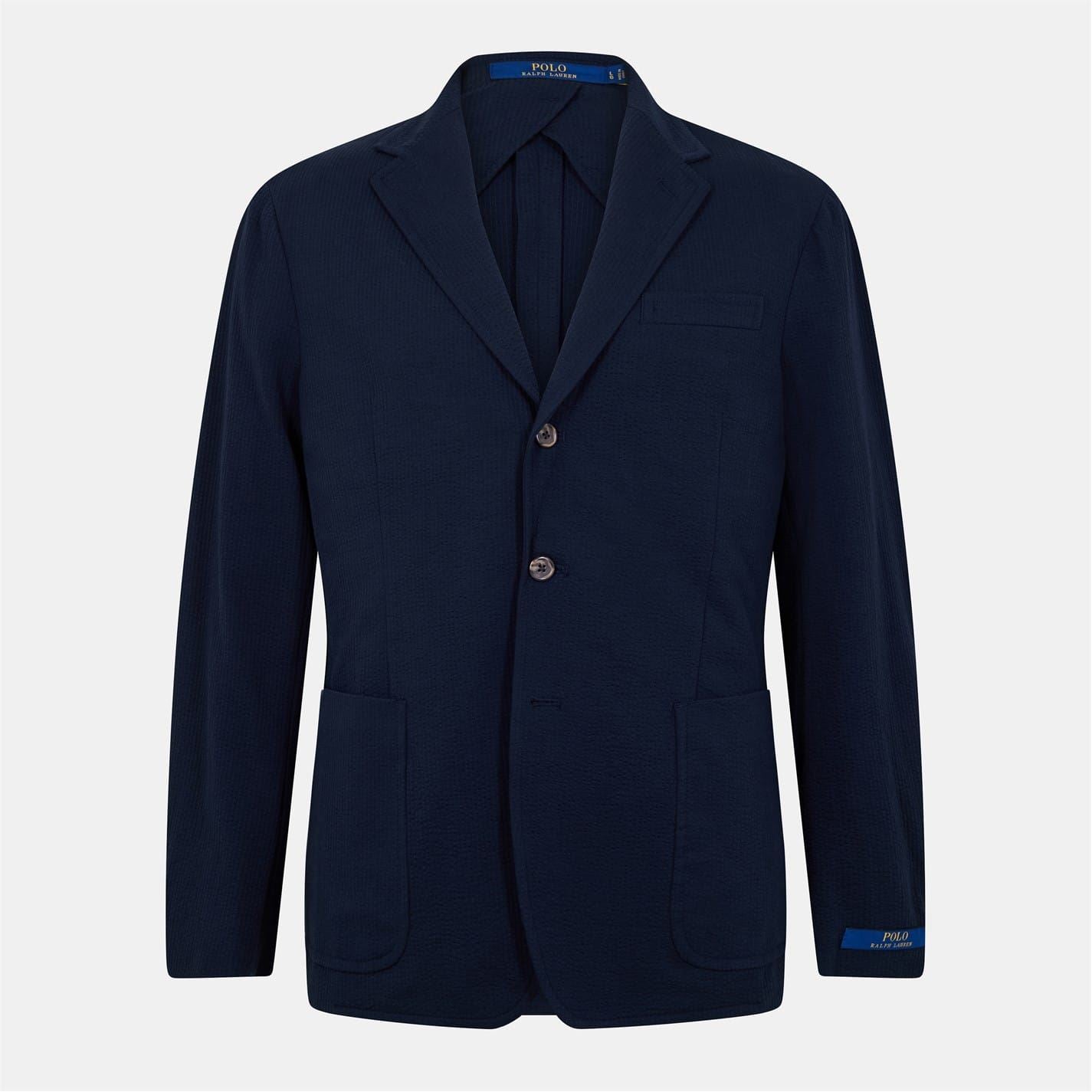 Ralph Lauren Solid Patterned Notch Collared Blazer