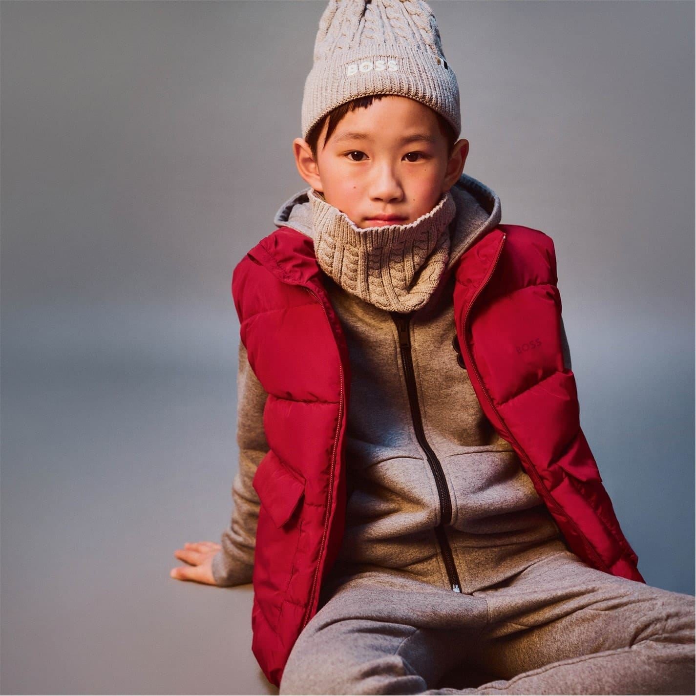 Boss Solid Patterned Puffer Coat with Flap Pocket