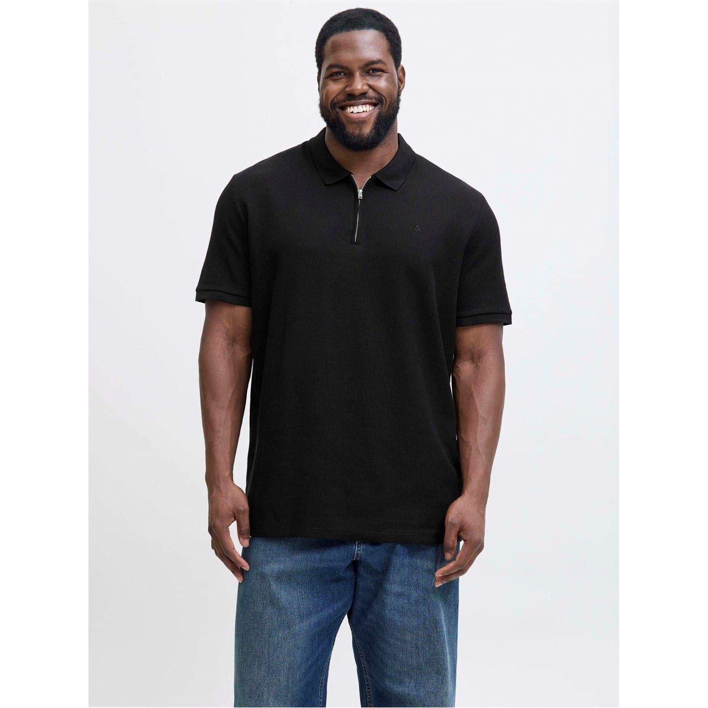Jack and Jones Mens Zip Polo Plus Size