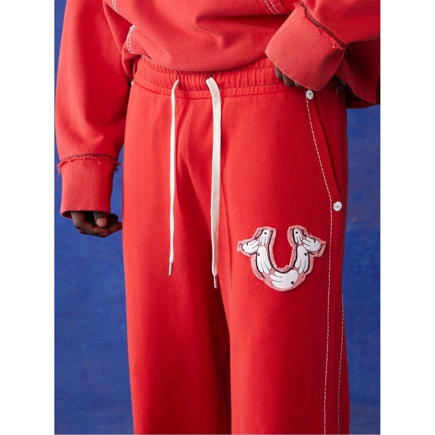 True Religion Wide Leg Open Hem Sweatpants