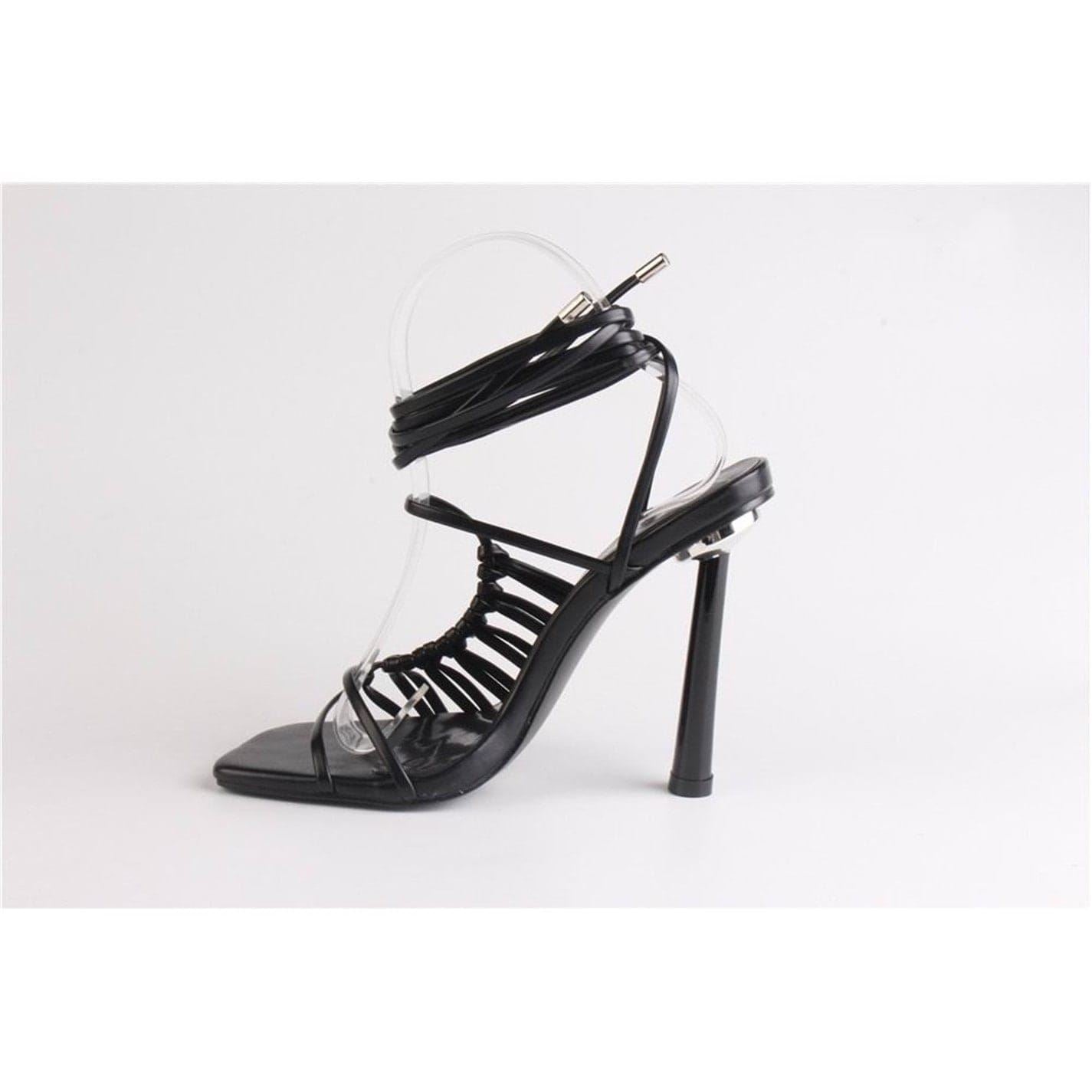 Chic Striped Tie Stiletto Heel Sandals