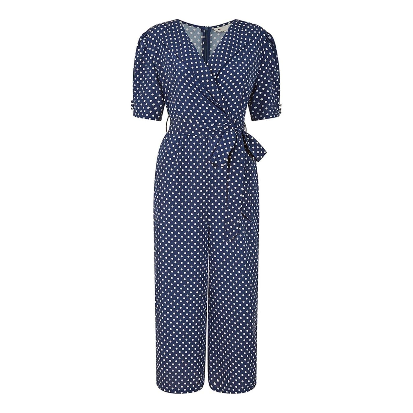 Yumi Retro Spot Print Culotte Jumpsuit