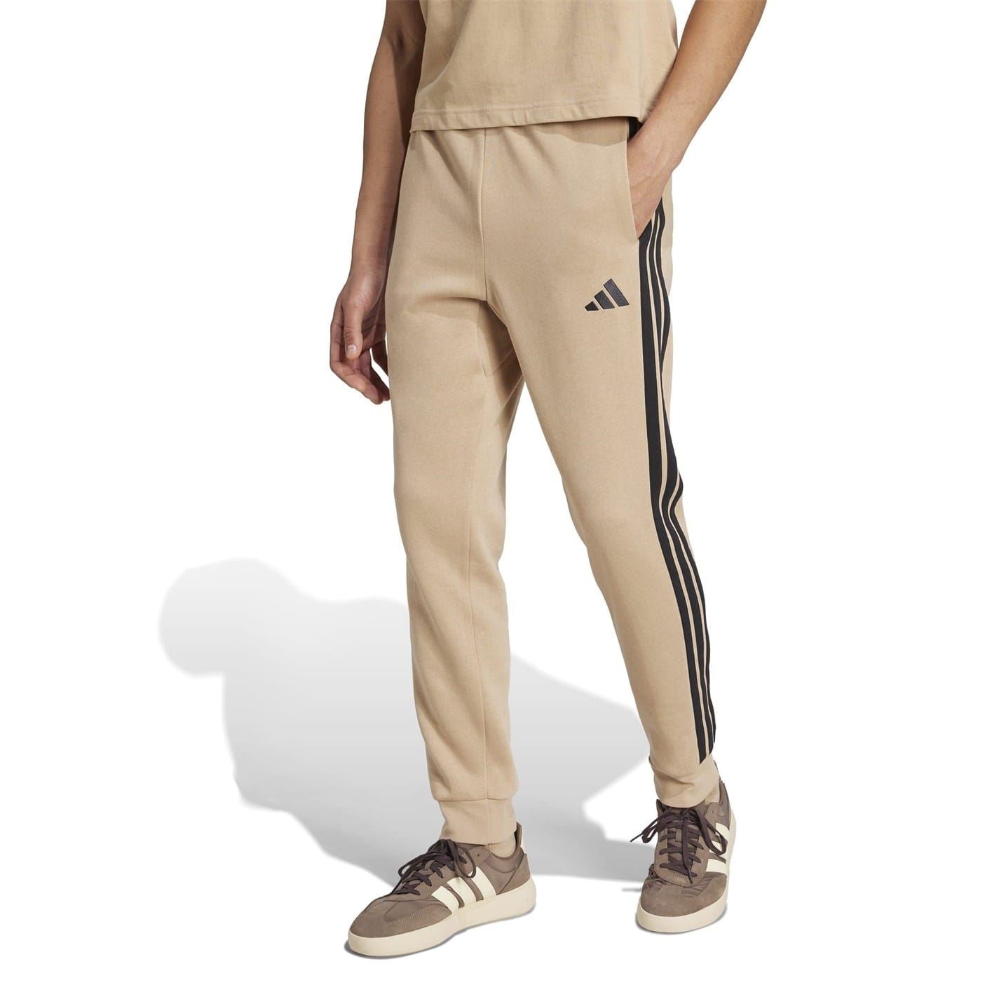 adidas Fleece Tapered Cuff 3 Stripes Joggers