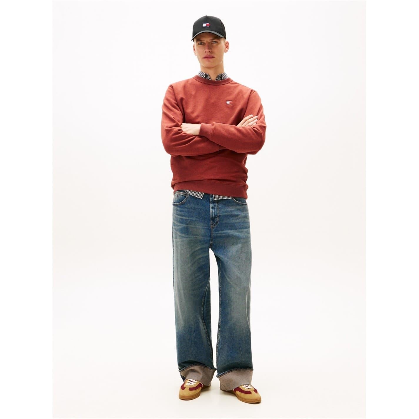 Tommy Jeans TJM Rubber Badge Regular Fit Crew Neck Long Sleeve Sweatshirt