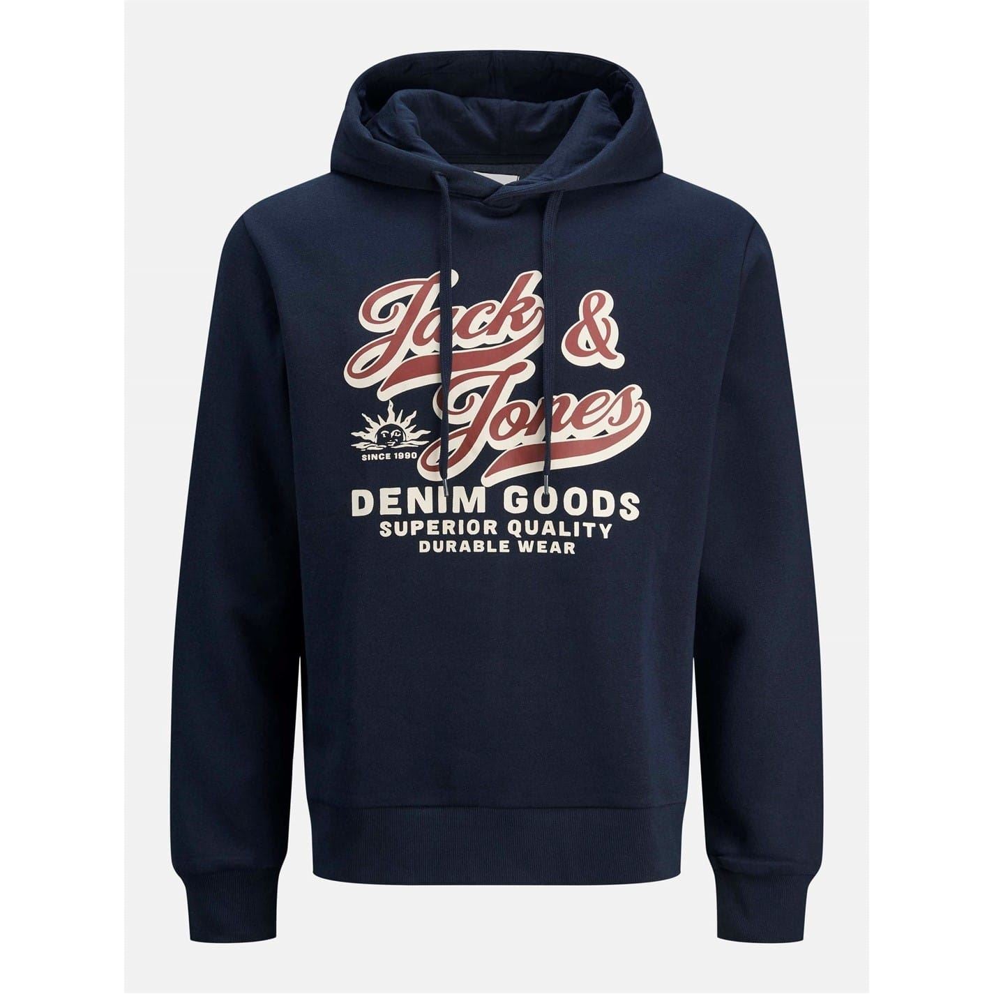 Jack and Jones Printed Logo Hooded Neck Long Sleeve Sweatshirt