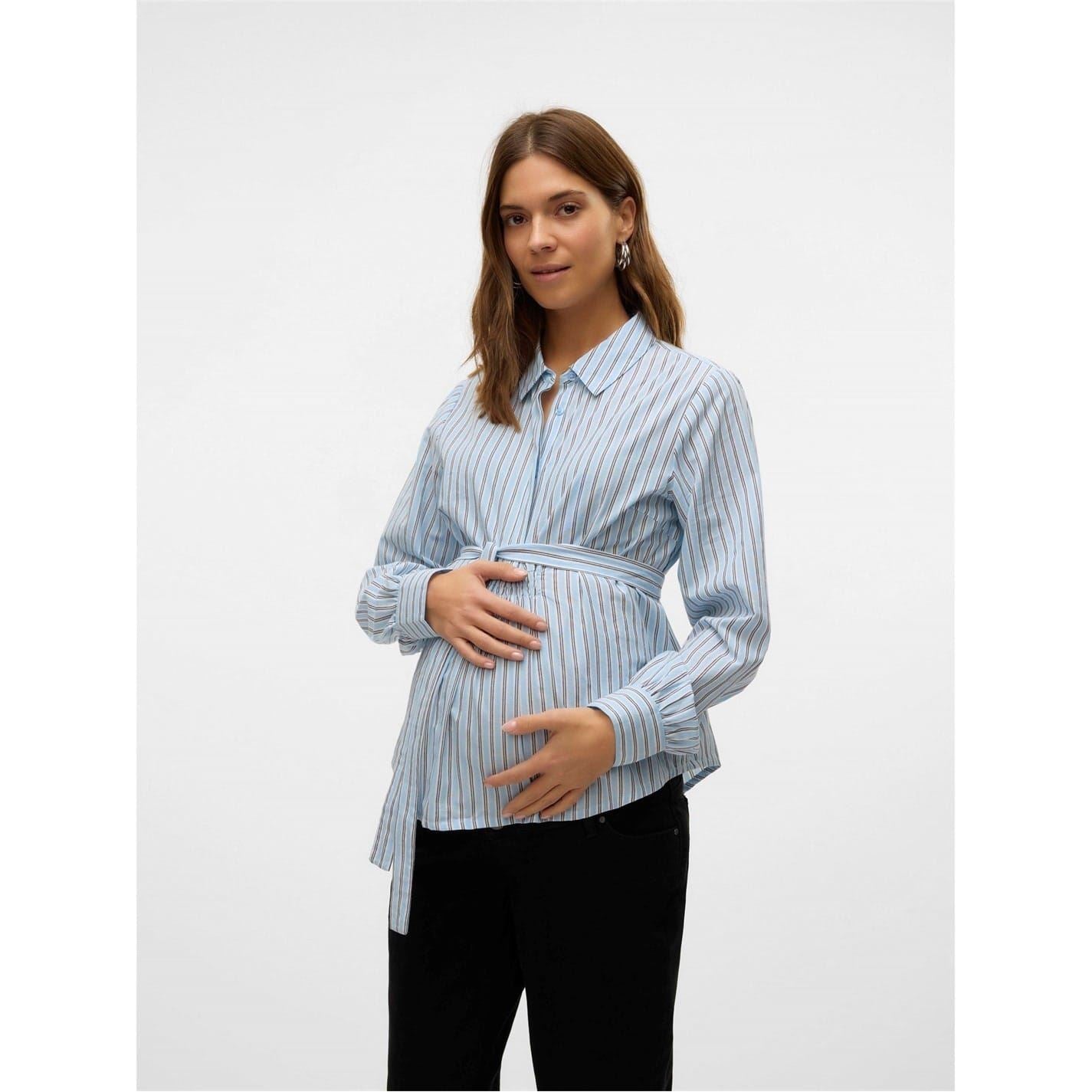 Mamalicious Collared Neck Long Sleeve Regular Fit Shirt