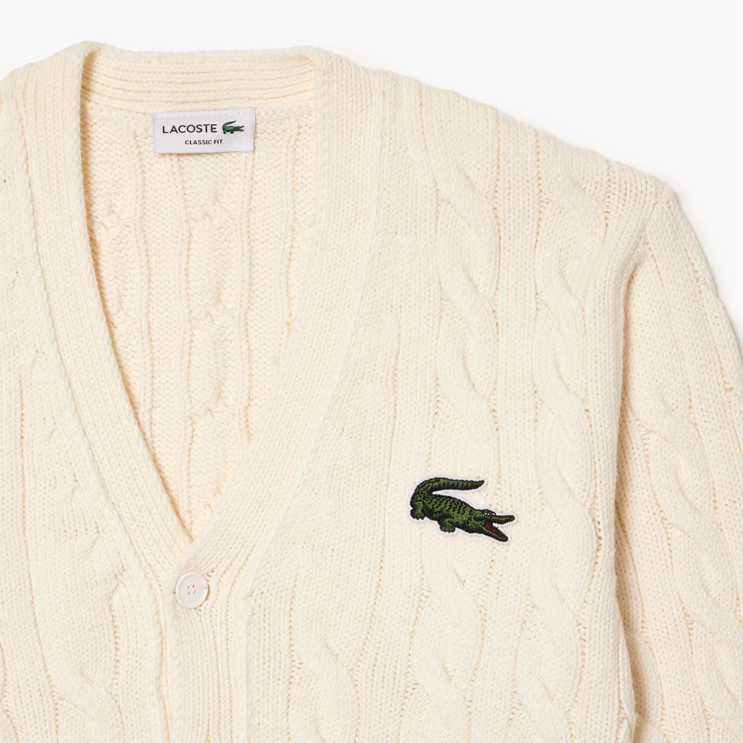 Lacoste Cable Knit Striped Cardigan