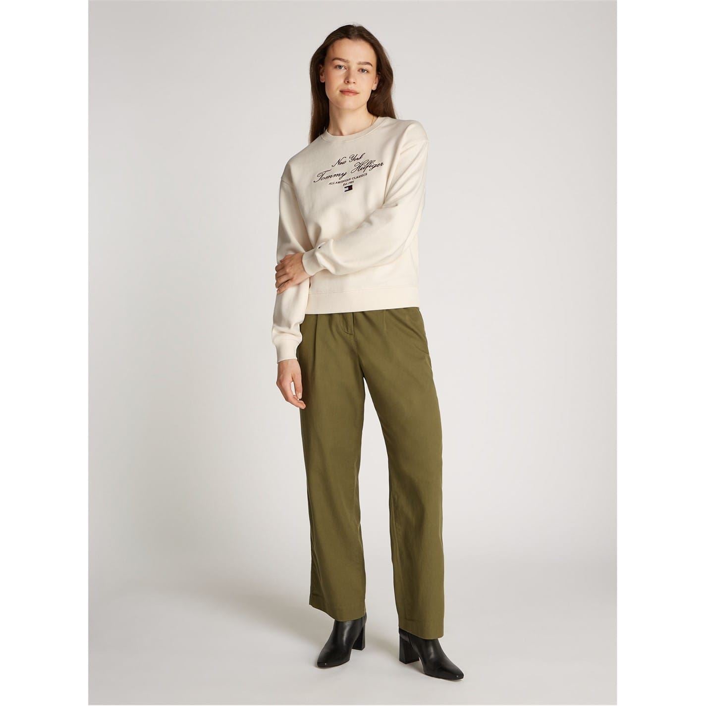 Tommy Hilfiger Script Regular Fit Embroidered Crew Neck Sweatshirt