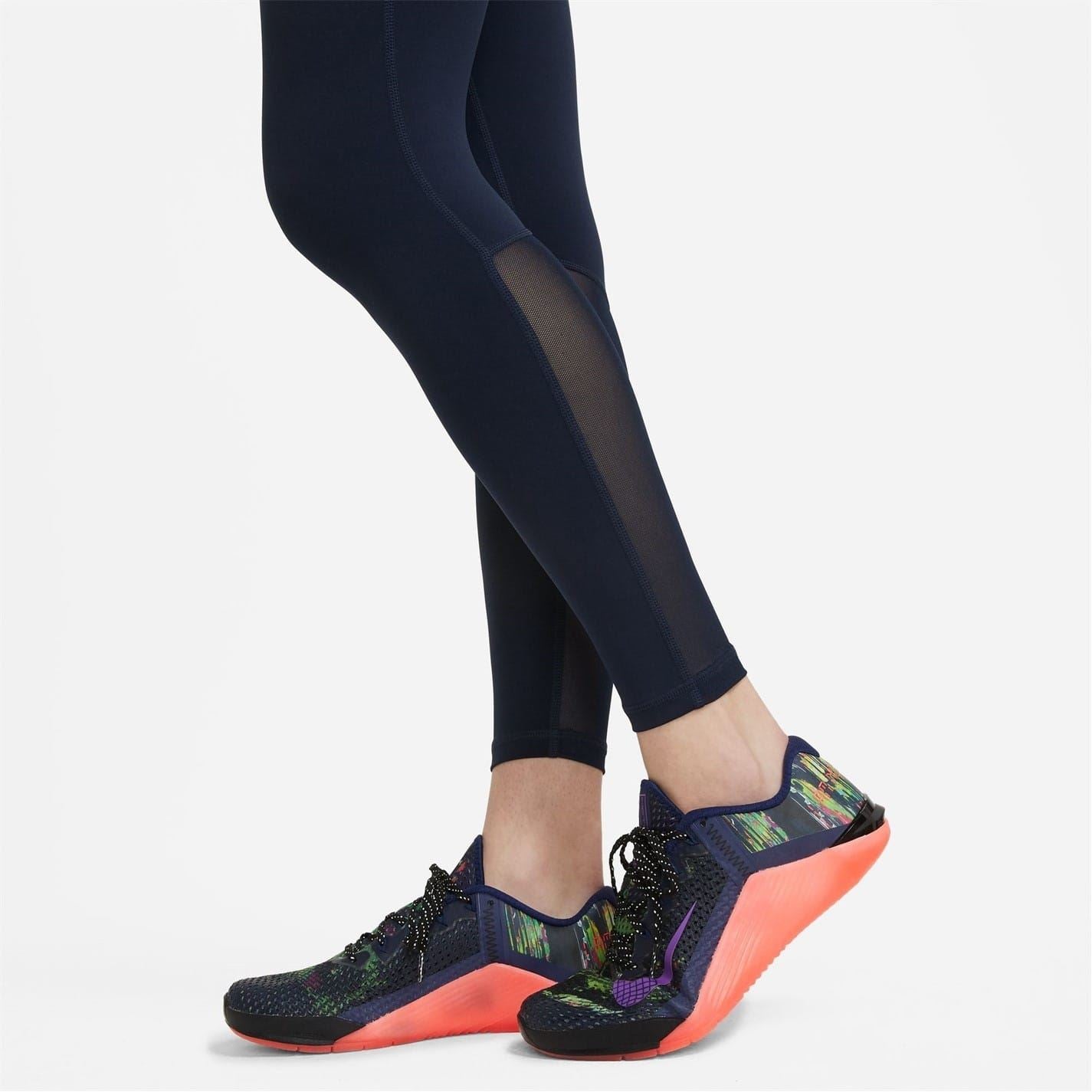 Nike Womens Pro Mid Rise Mesh Panelled Leggings