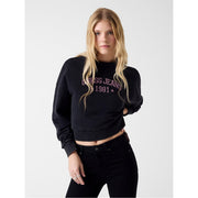 Guess Star Embroidered Arch Lettering Crew Neck Long Sleeve Sweatshirt