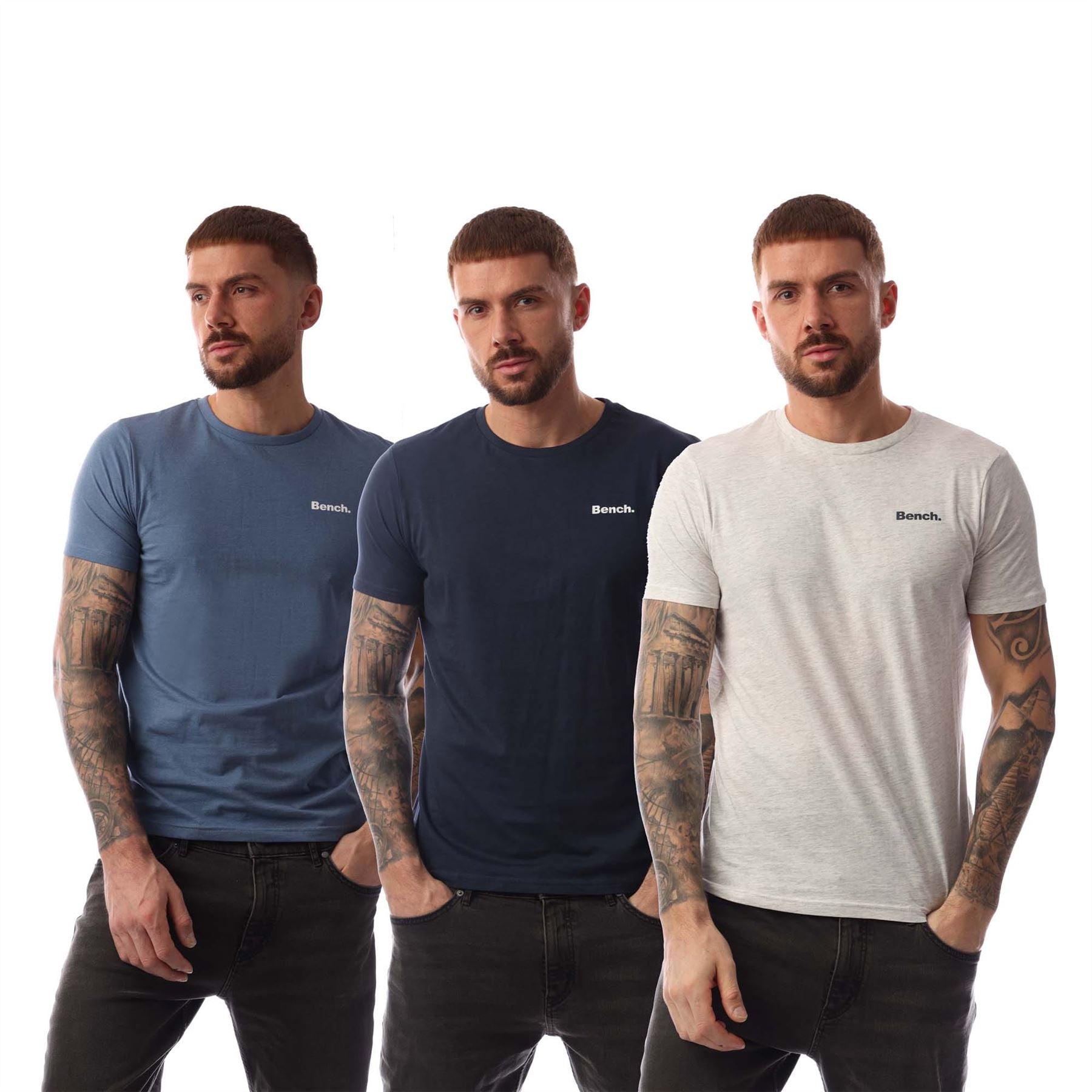 Bench Mens Bognor 3 Pack T-Shirt