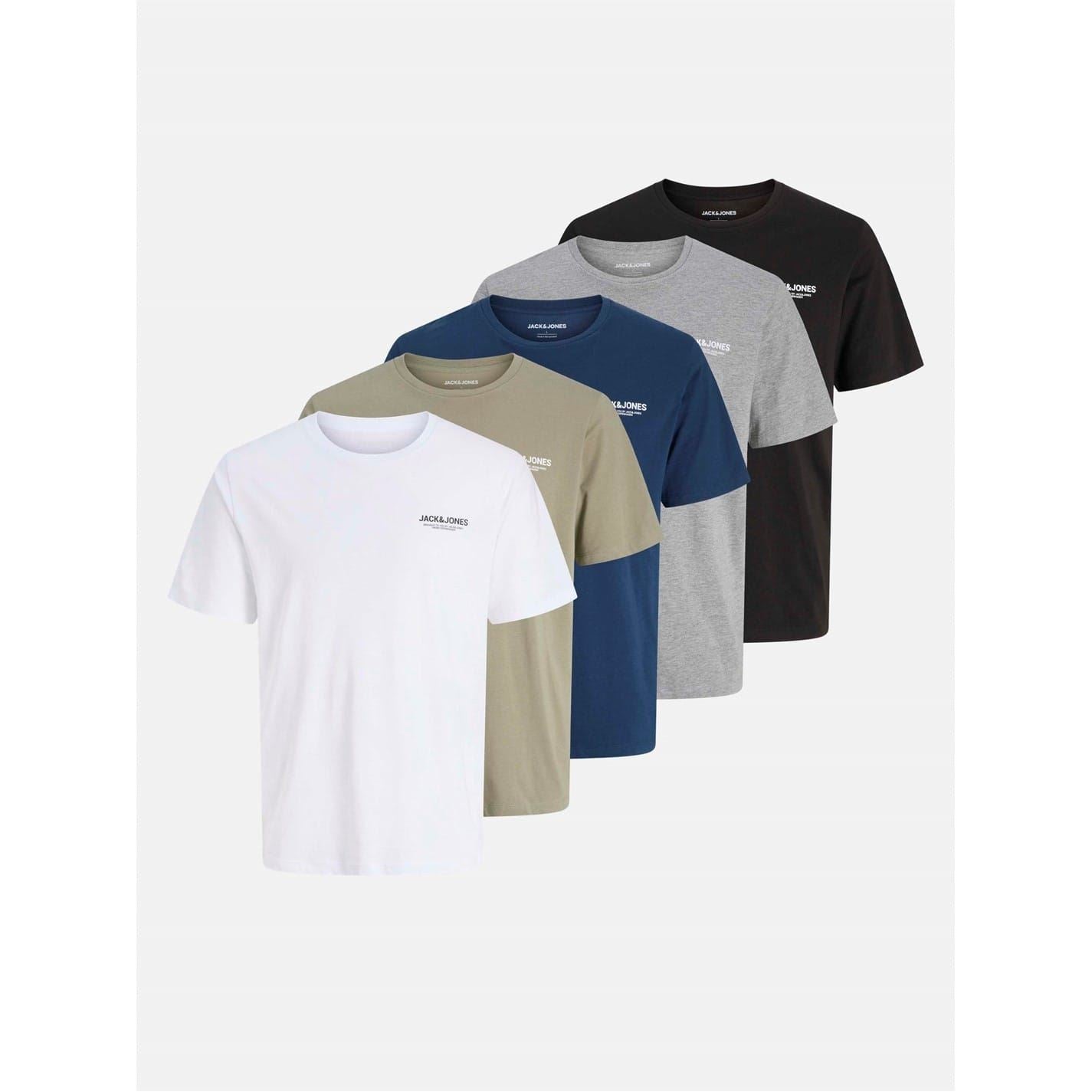 Jack and Jones Mens 5 Pack Short Sleeve T-Shirt