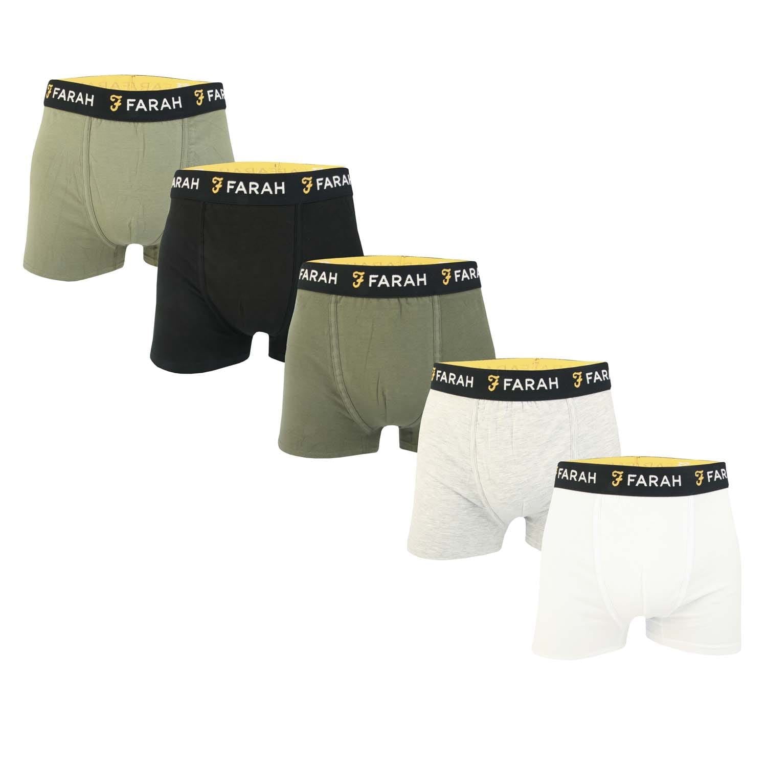 Farah Mens Renzo 5 Pack Boxer Shorts
