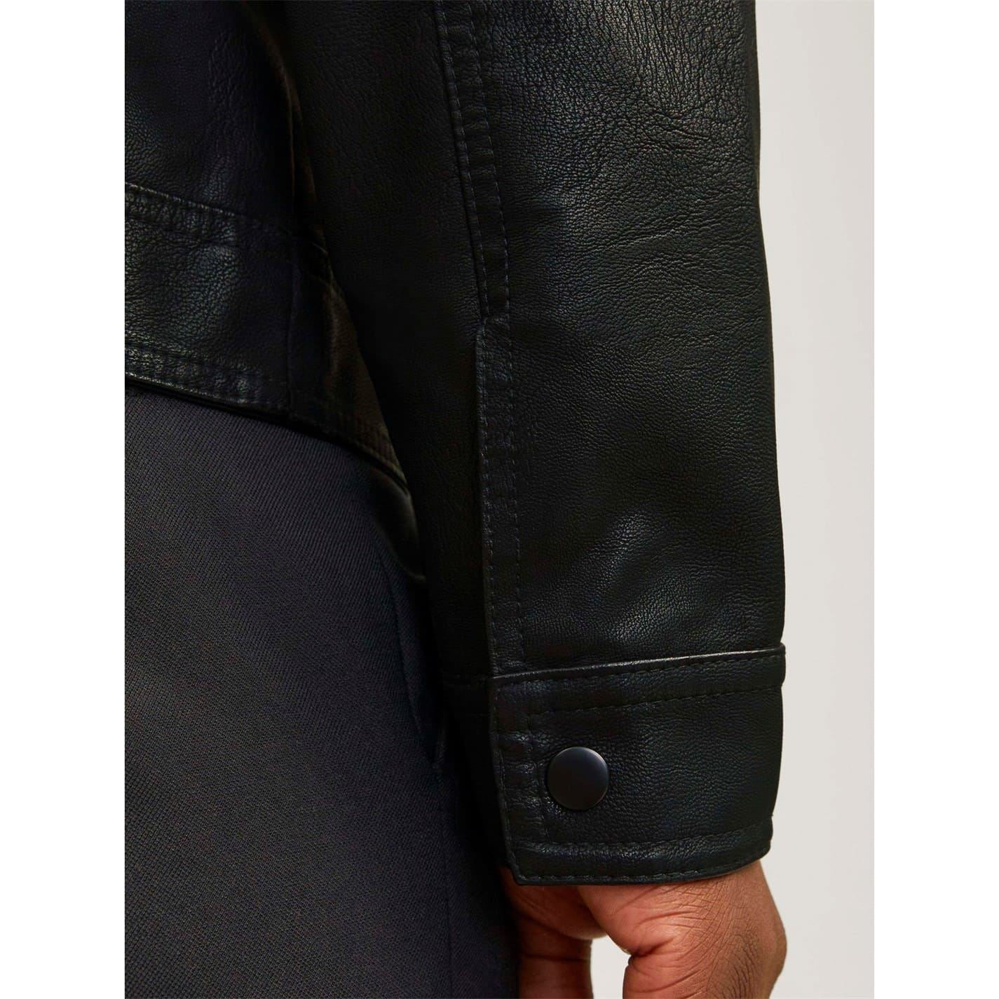 Jack and Jones Warner Solid Patterned Snap Button Zipped Pocket Jacket