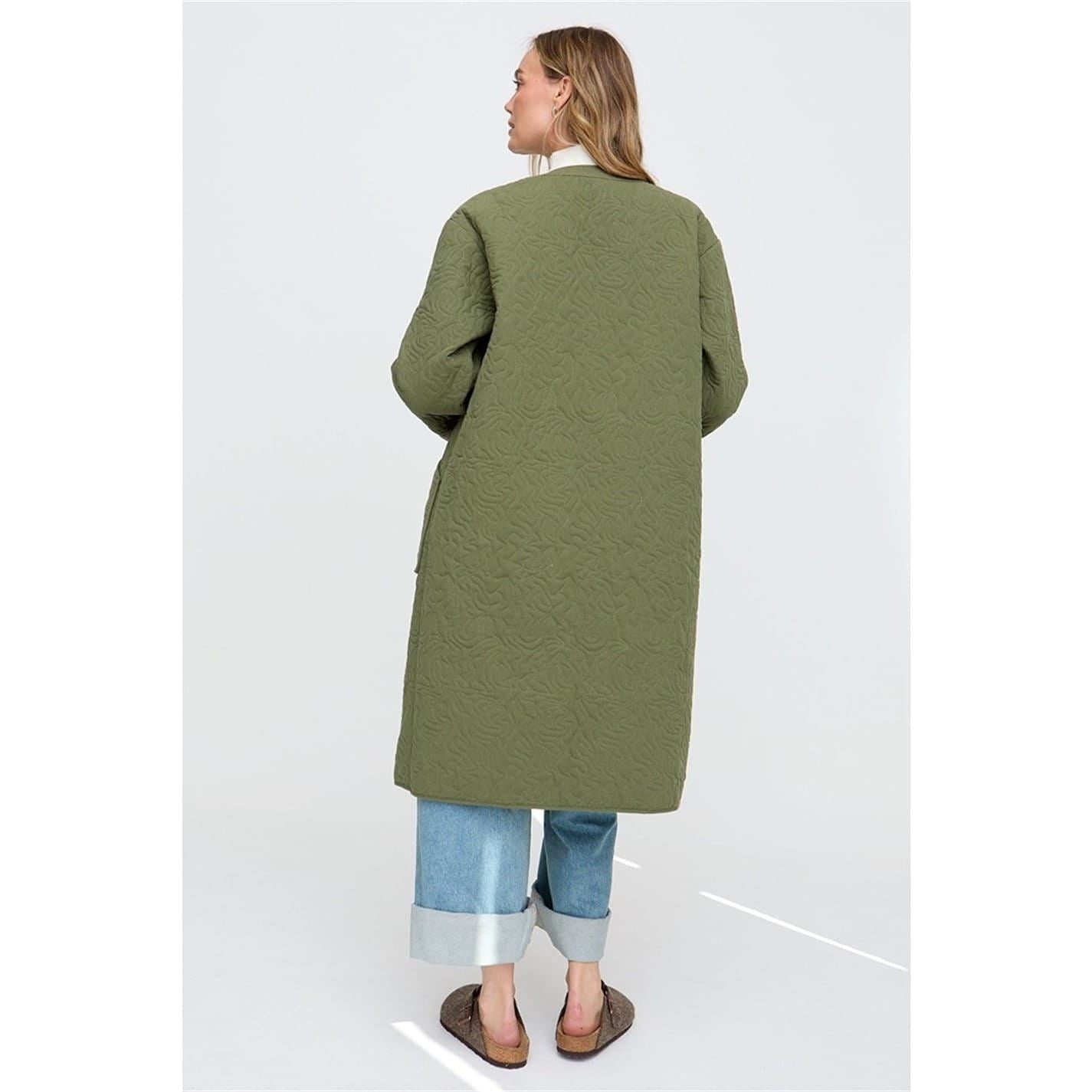 Raffya Textured Patterned Heid Quilted Coat