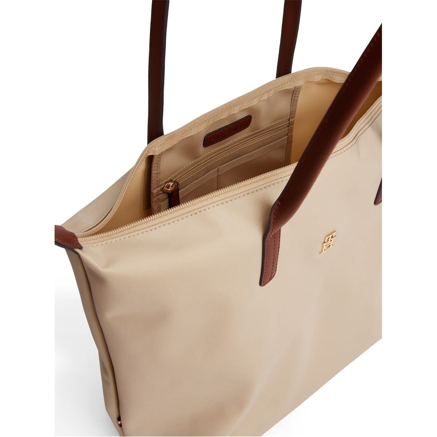 Tommy Hilfiger Popette Vertical Stripe Tote with Metal Branding