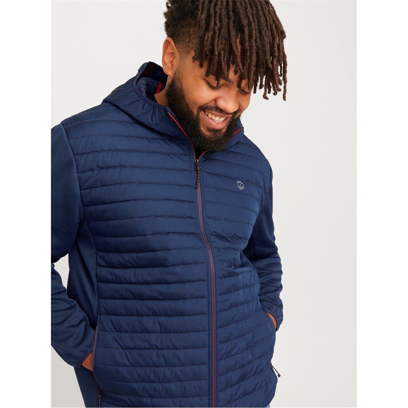 Jack and Jones Solid Patterned Hooded Ribbed Cuff Puffer Jacket