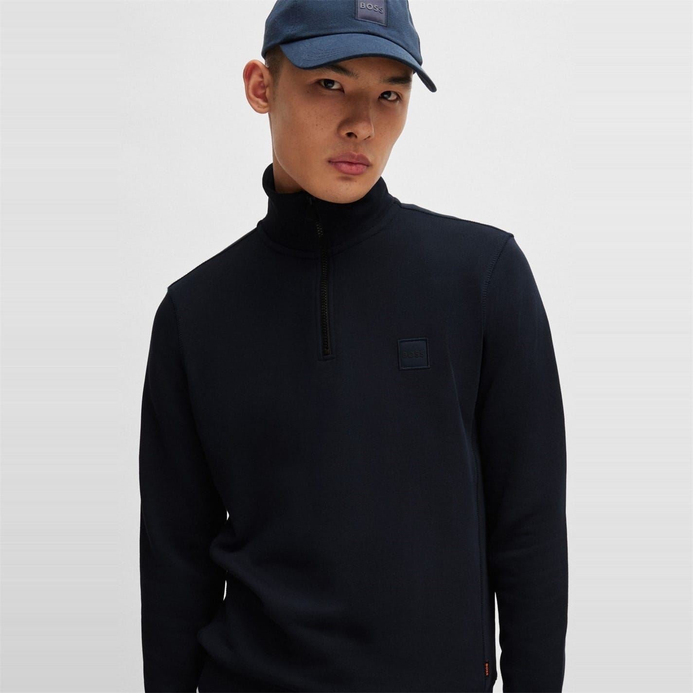 Boss Zetrust Zip Neck Soft Terryclover The Head Sweatshirt