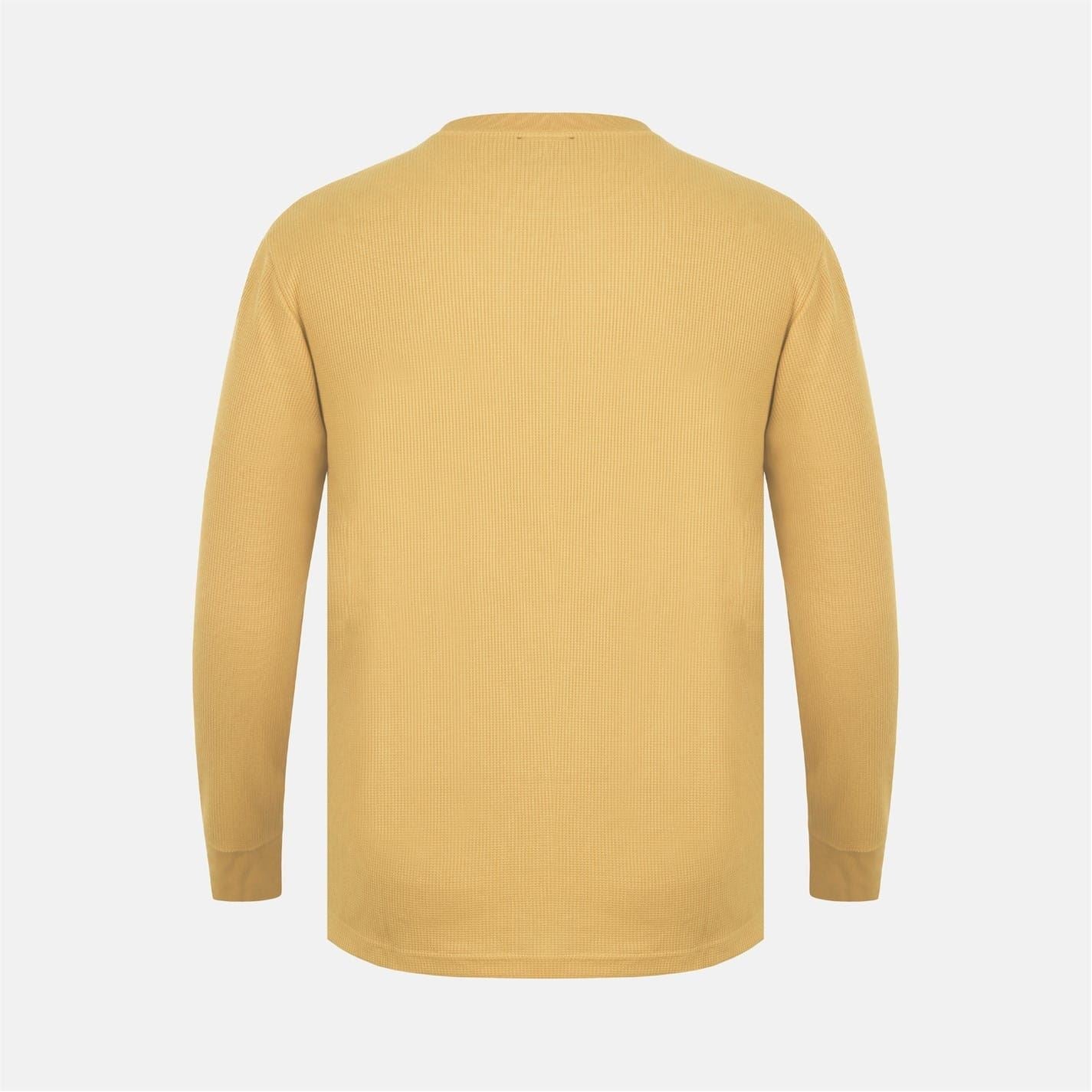Fabric Waffle Crew Neck Long Sleeve T-Shirt