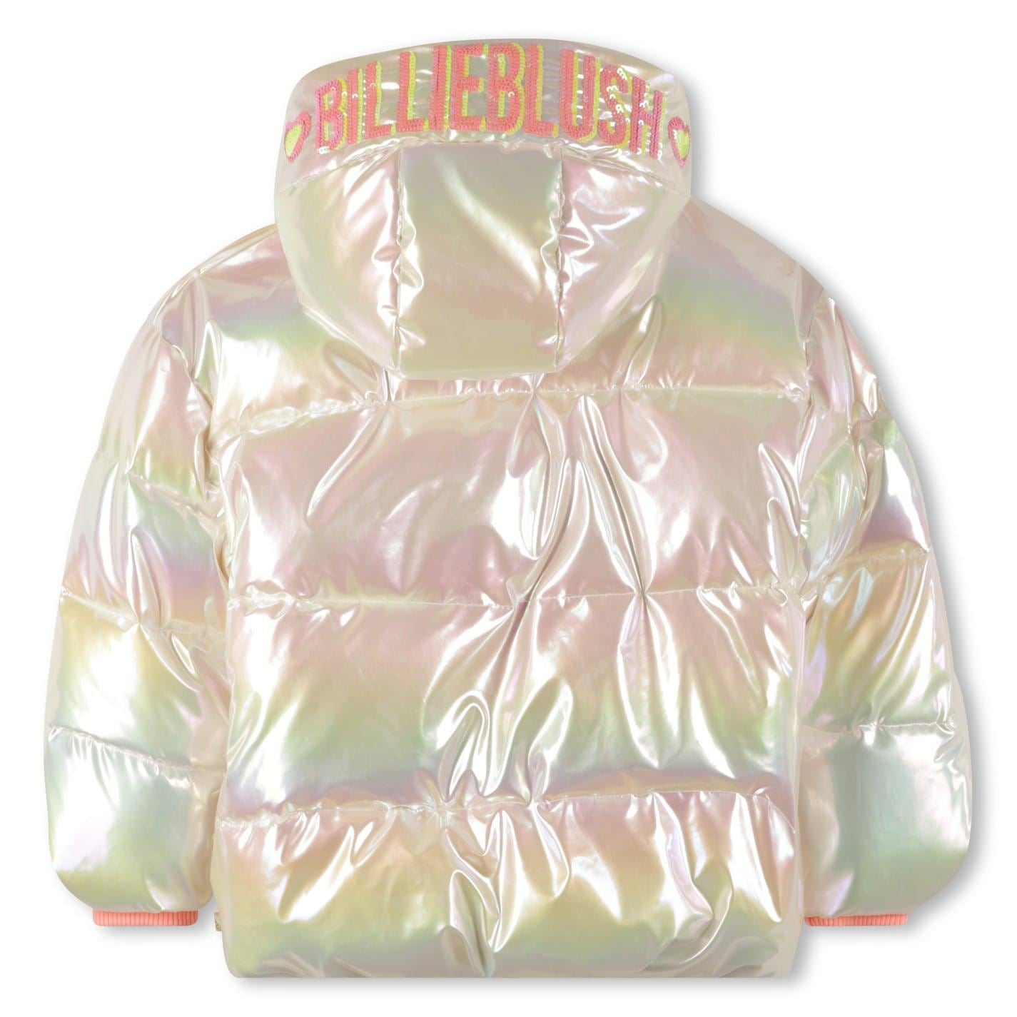 Billieblush Iridescent Hooded Ribbed Cuff Puffer Jacket